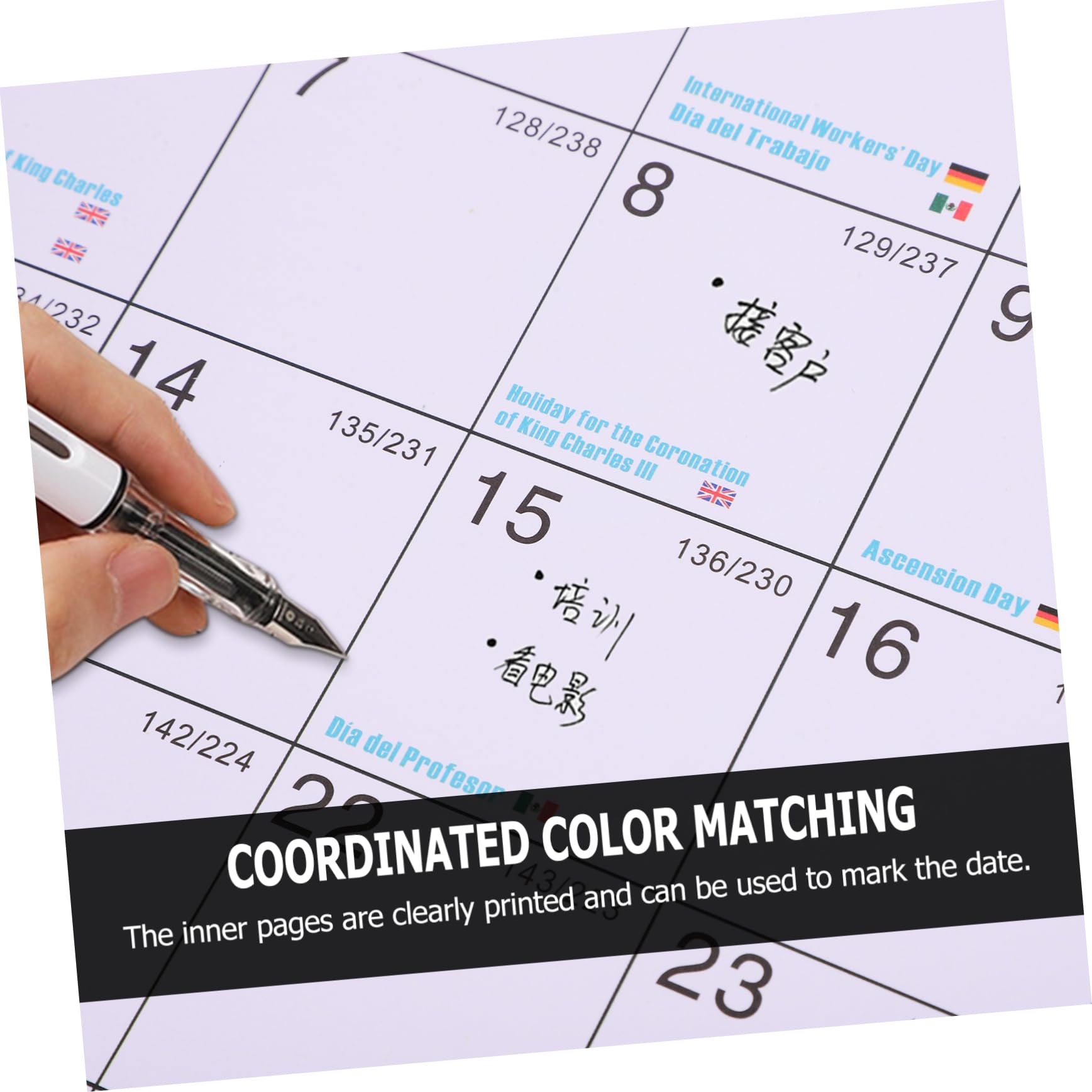 TEHAUX 3pezzi Calendario Da Muro Mensile Appeso Planner Sturdy Per Organizzazione Di Eventi e Attività Per Casa Ufficio e Scuola