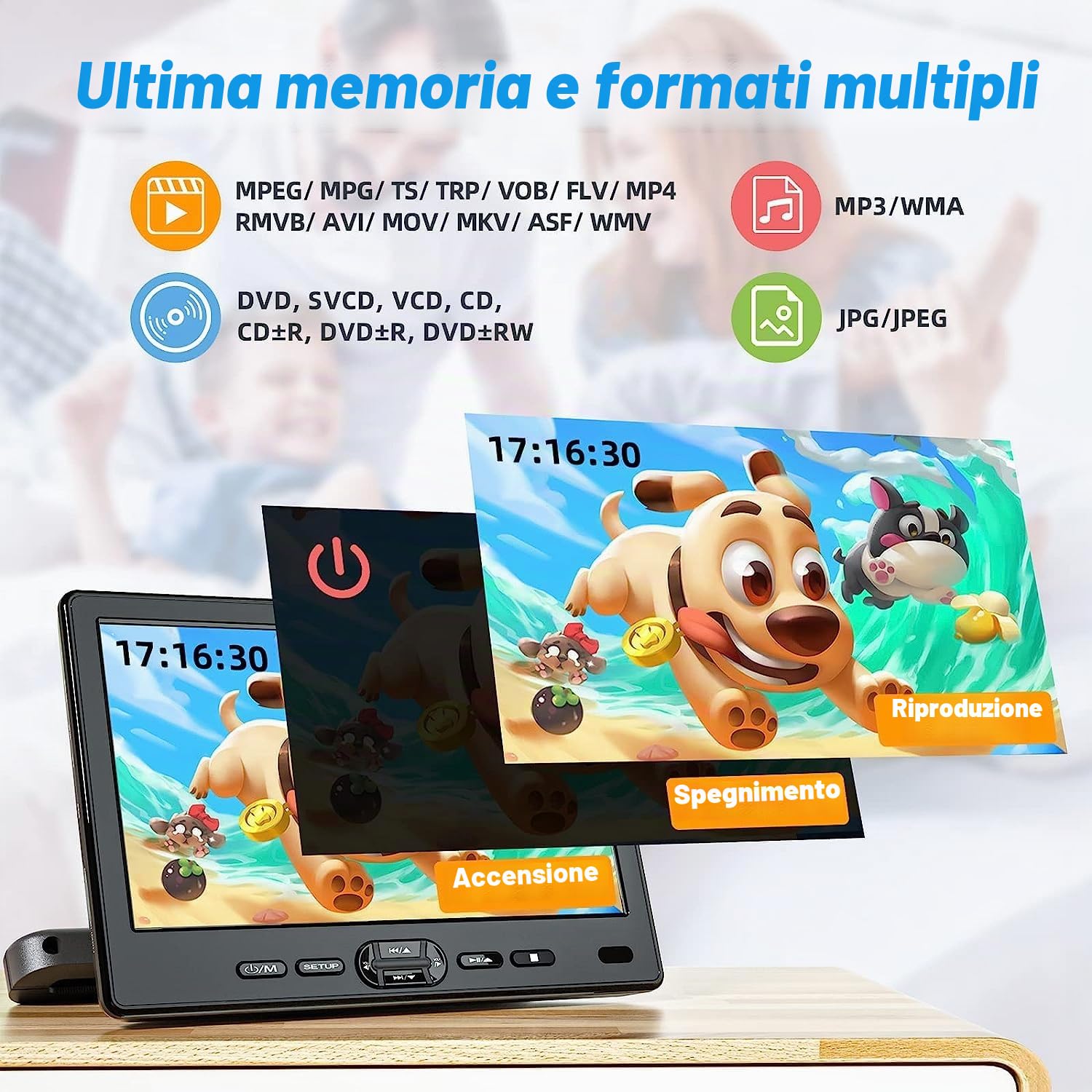 DESOBRY Lettore DVD da Poggiatesta per Auto 10,5 pollici 2 monitor poggiatesta 2 cuffie HDMI ingresso AV cavo, bambini TV supporta 1080P, supporto dello schermo auto USB/SD, ultima memoria