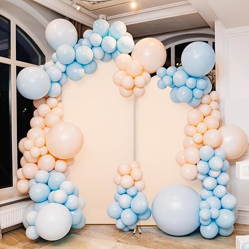 Miniatura 4 de Peryiter 4 fundas de telón de fondo de arco de elastano, beige, para decoración de cumpleaños de boda, 7.2 pies, 6 pies, 5 pies, 4 pies incluidos