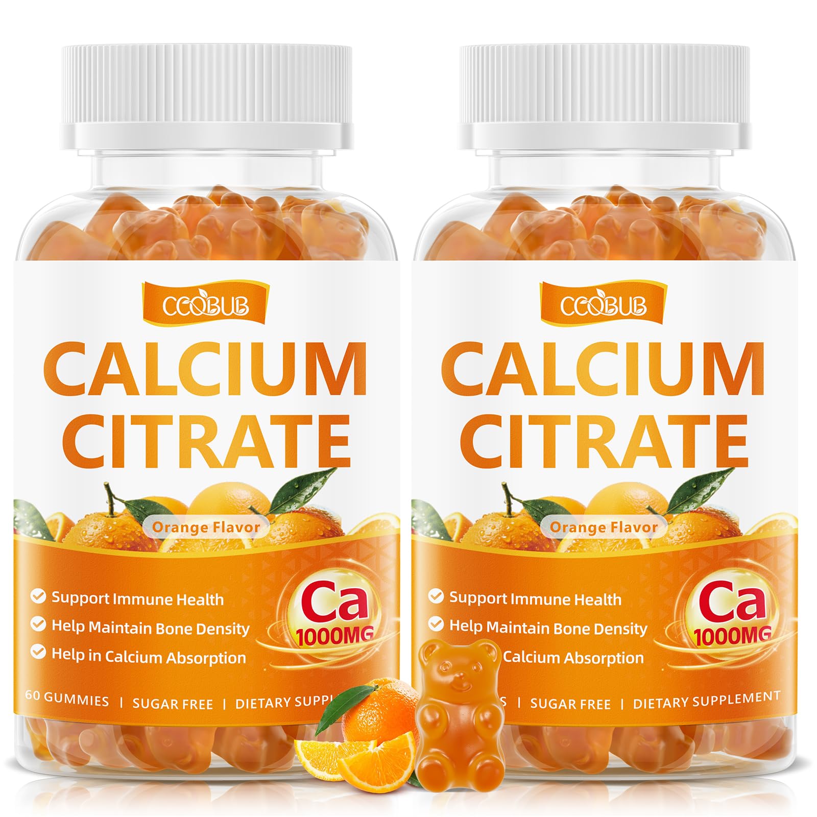 Calcium Citrate Gummies 1000mg, Calcium Supplement for Women, 120 Counts 60 Count (Pack of 2)