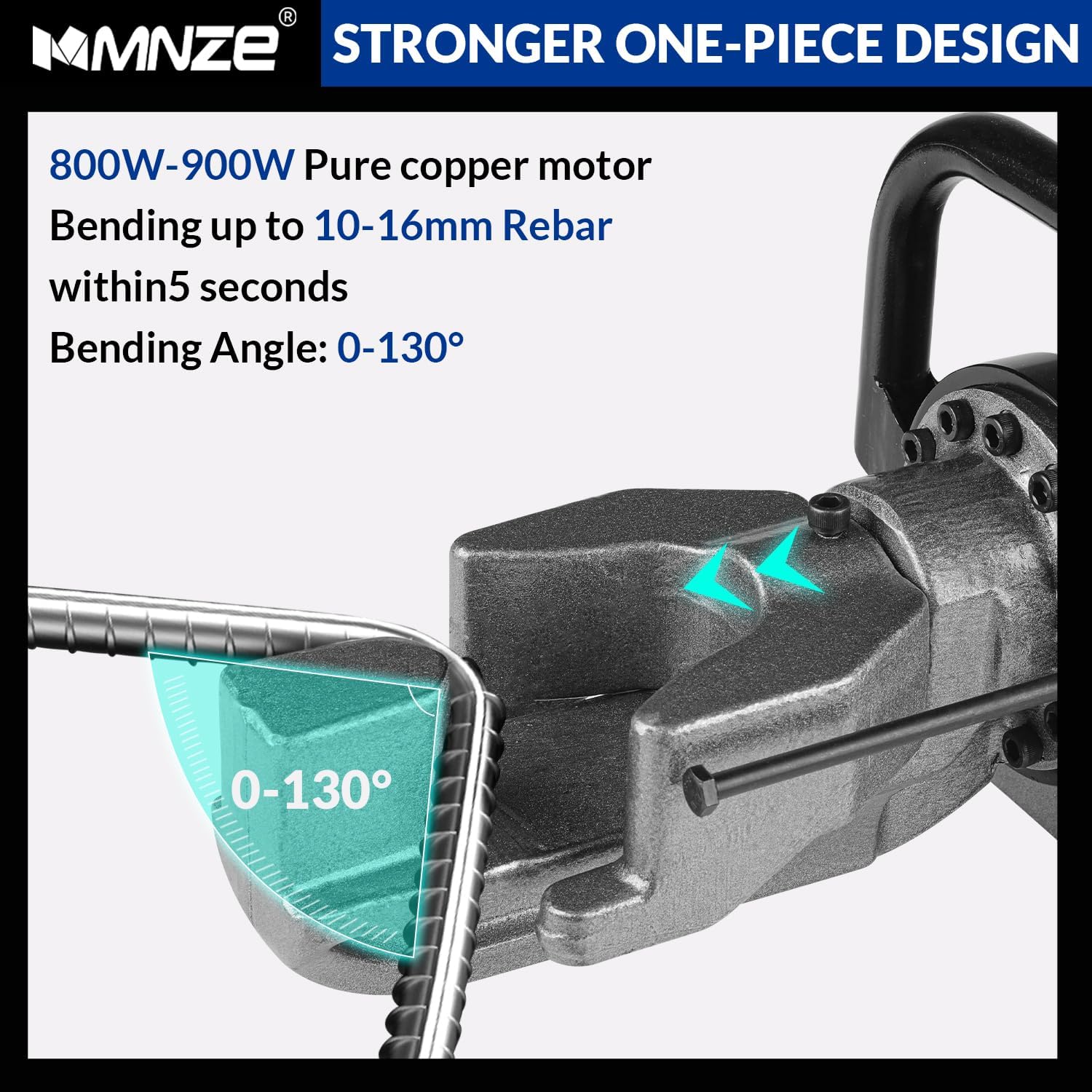 Electric Hydraulic Rebar Bender, 900W 110V 5/8Inch 16 mm Bending Steel Machine Hand Held Rebar Bender Angle 0-130 Degrees with Positioning Bolt