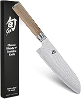 Shun Classic Blonde 7-Inch Santoku Knife: Handcrafted Japanese VG-MAX Core, 68-Layer Damascus Steel, Pakkawood Handle