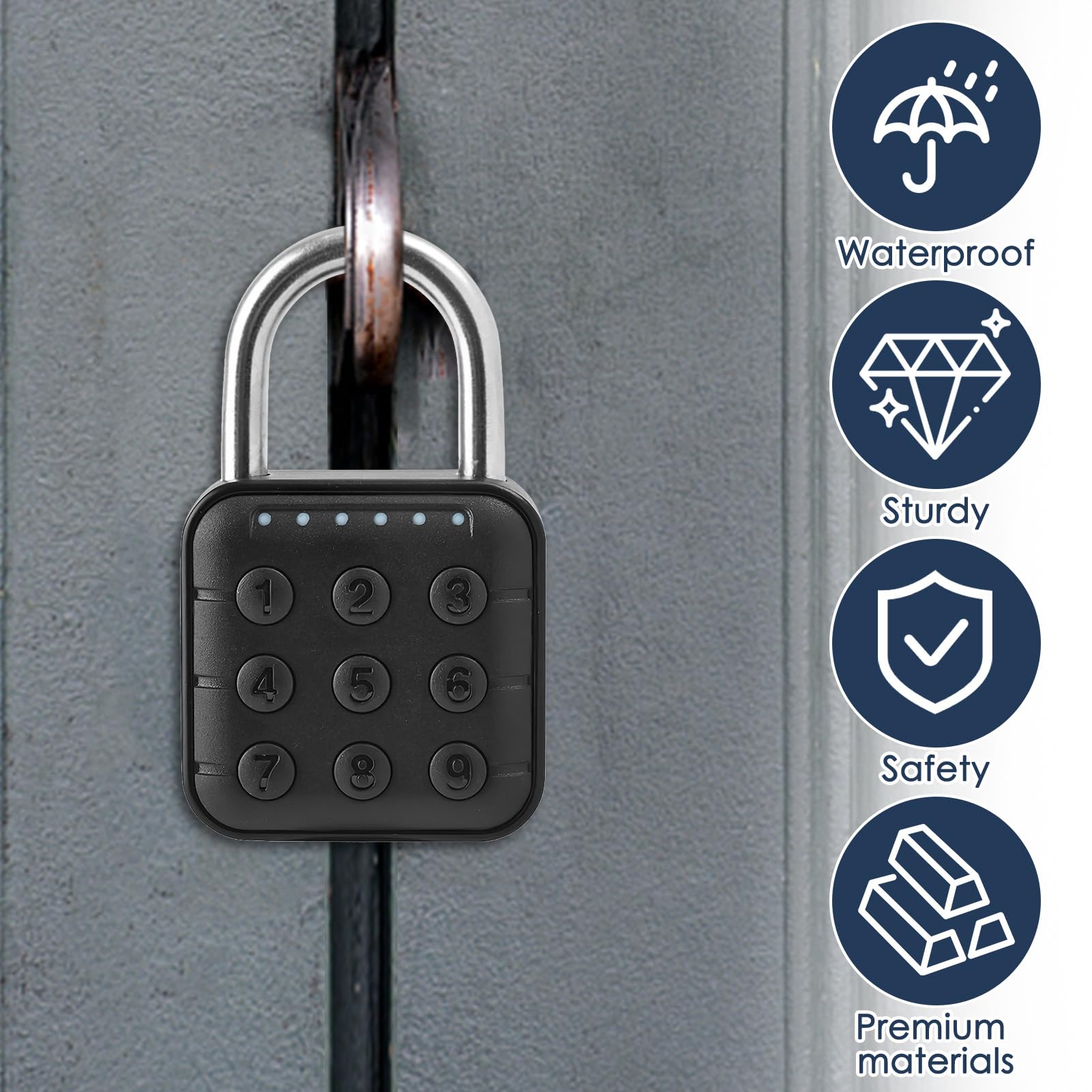 Lucchetto a combinazione intelligente per armadietto, lucchetto digitale con password a 6 cifre, in lega di alluminio, lucchetto combinato per palestra, lucchetto di sicurezza a pulsante, impermeabile