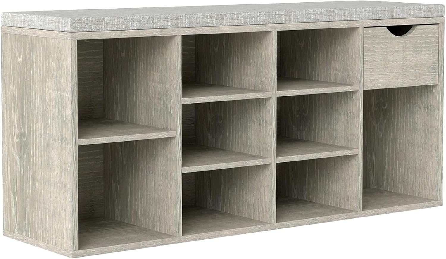 Multi-Functional Storage Stool, 3-Layer Shoe Rack, 9 Cubes and 1 Drawer, Entrance Passage Stool, Corridor, Bedroom, Porch, 40.9 "L x 11.8" W x 19.3 "H. (Natural)