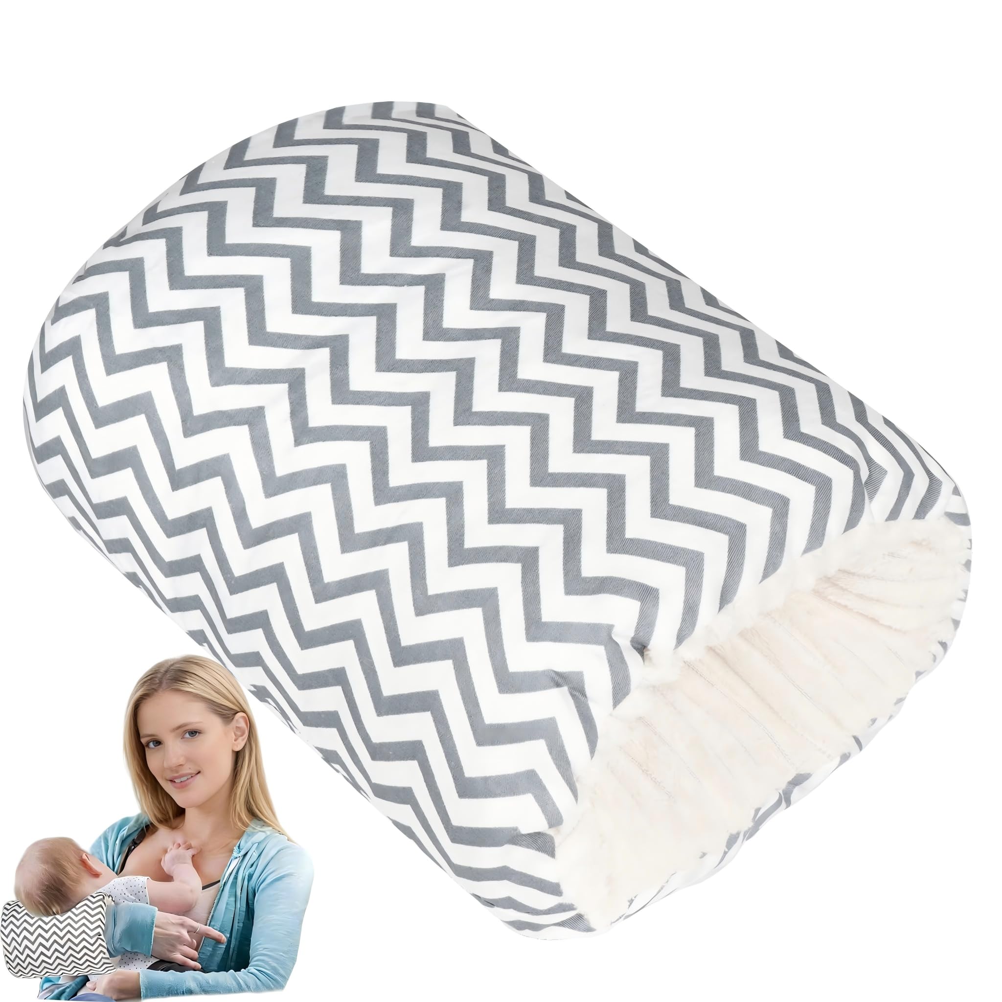Povkufii Baby Feeding Arm Pillow,Nursing Arm Pillows for Breastfeeding，Soft Cotton for Newborn, More Support for Mom and Baby,Portable and Washable,