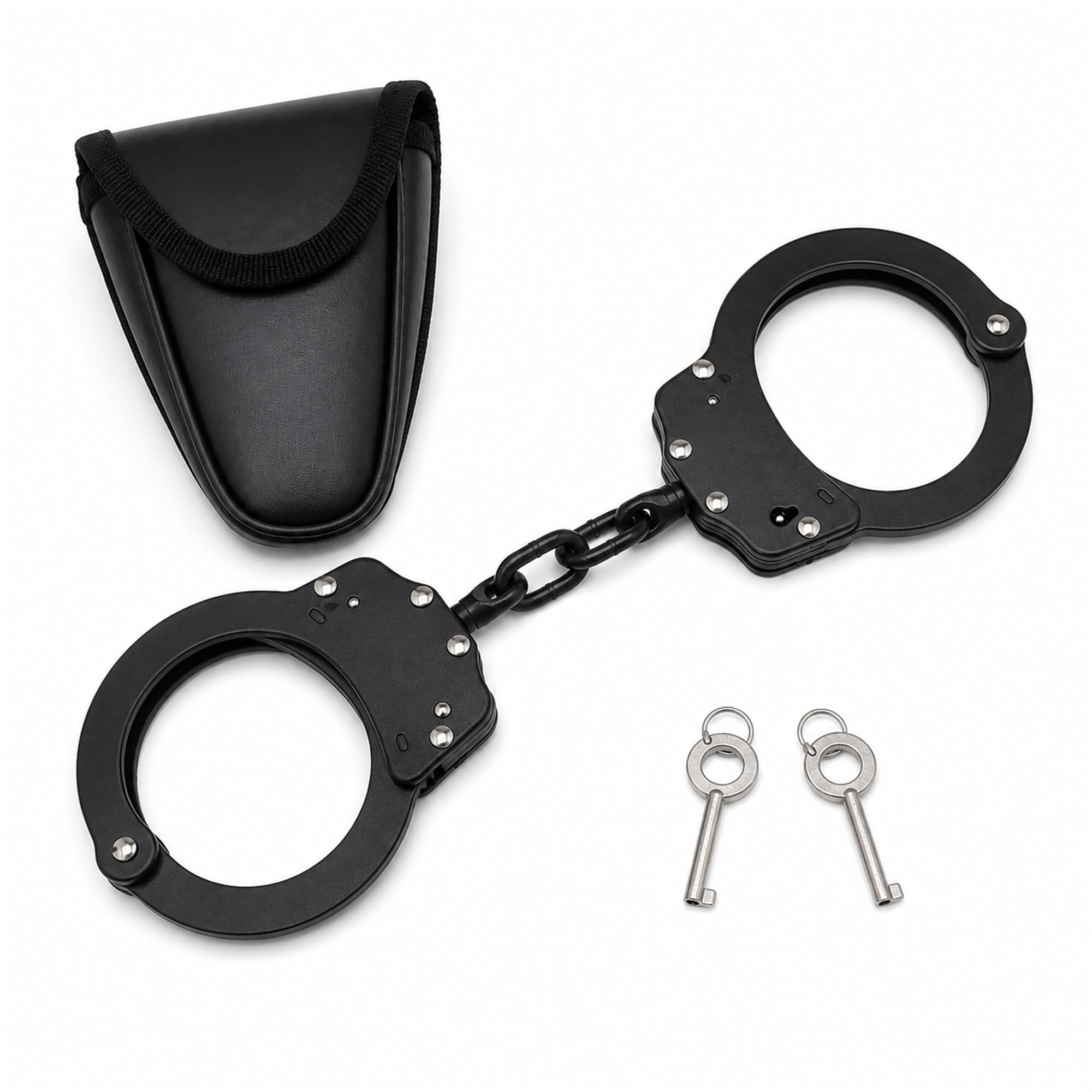 Yoghourds Double Lock Steel Handcuffs with Holster & 2 Keys Police Edition