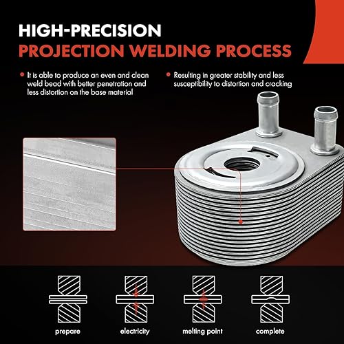 Miniatura 4 de A-Premium Enfriador de aceite de motor de 16 filas compatible con Chrysler 300 2005 y Dodge Magnum 2005-2006, 3.5L, plateado, repuesto # 4792912AD,