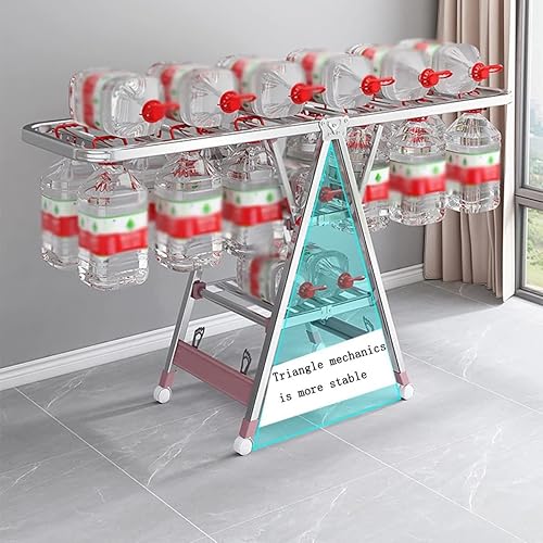 Miniatura 7 de Estante de secado de ropa de acero inoxidable plegable para lavandería, soporte de lavandería grande con alas de gullwing de altura ajustable para