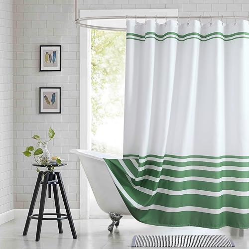Miniatura 9 de Cortina de ducha de tela para cabina, cortinas de ducha con degradado negro y gris para baño, cortinas de baño impermeables, 54" An x 72" Al
