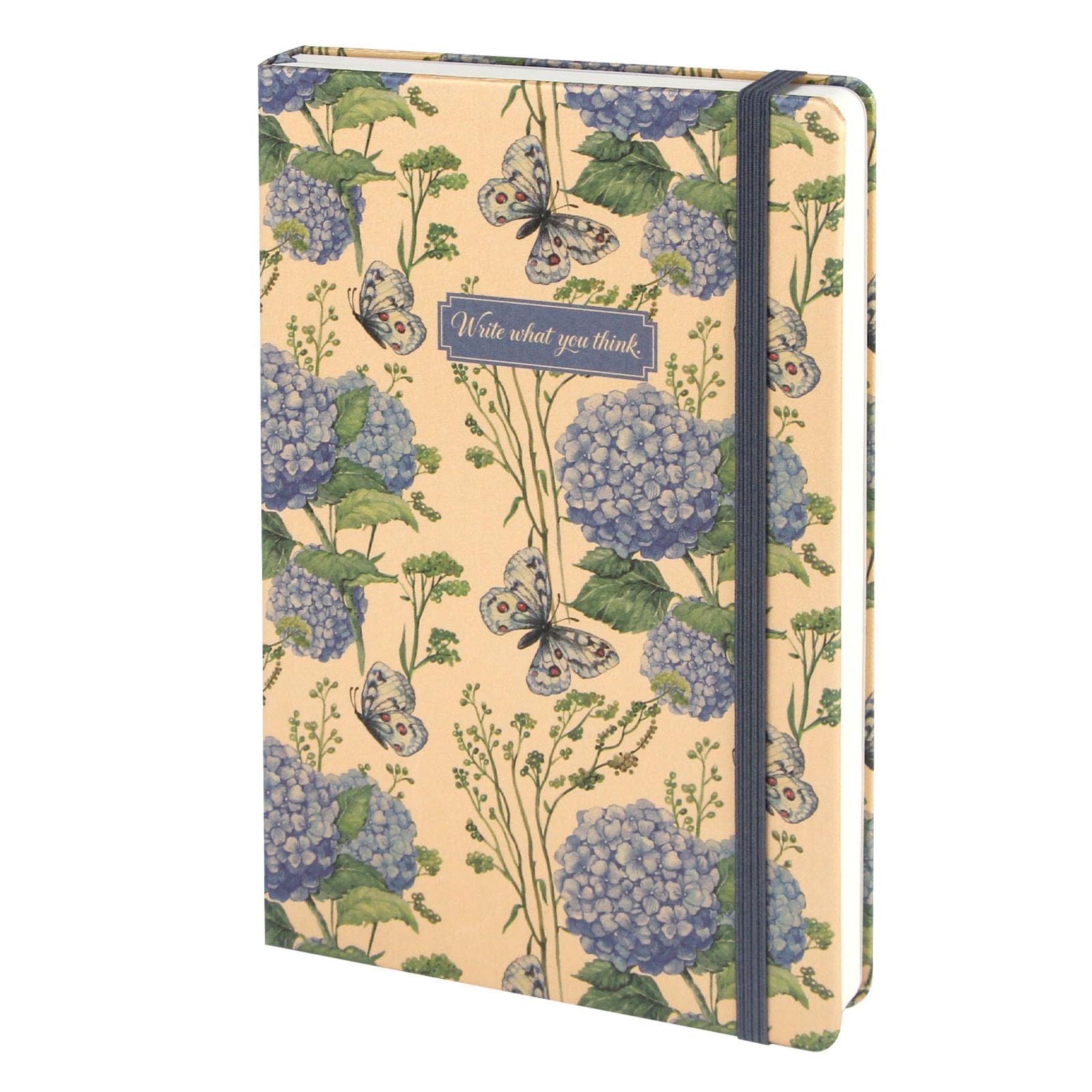 WETLOTEE Cloth-Covered Notebook, A5 Blank Journal, 104 Sheets 80g Smooth Paper, Elastic Closure & Inner Pocket, Includes Versatile Line/Grid Guide Sheet, Golden Artistic Print