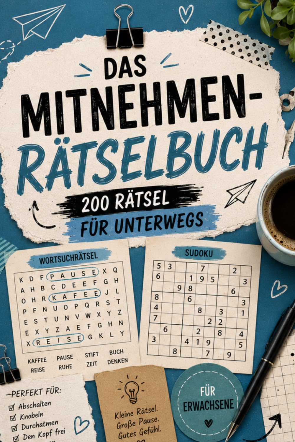 Das Mitnehmen-Rätselbuch – 200 Rätsel: Rätselblock von leicht bis schwer – mit Wortsuchrätseln, Sudoku, Buchstabensalat und noch mehr – perfekt als Geschenk