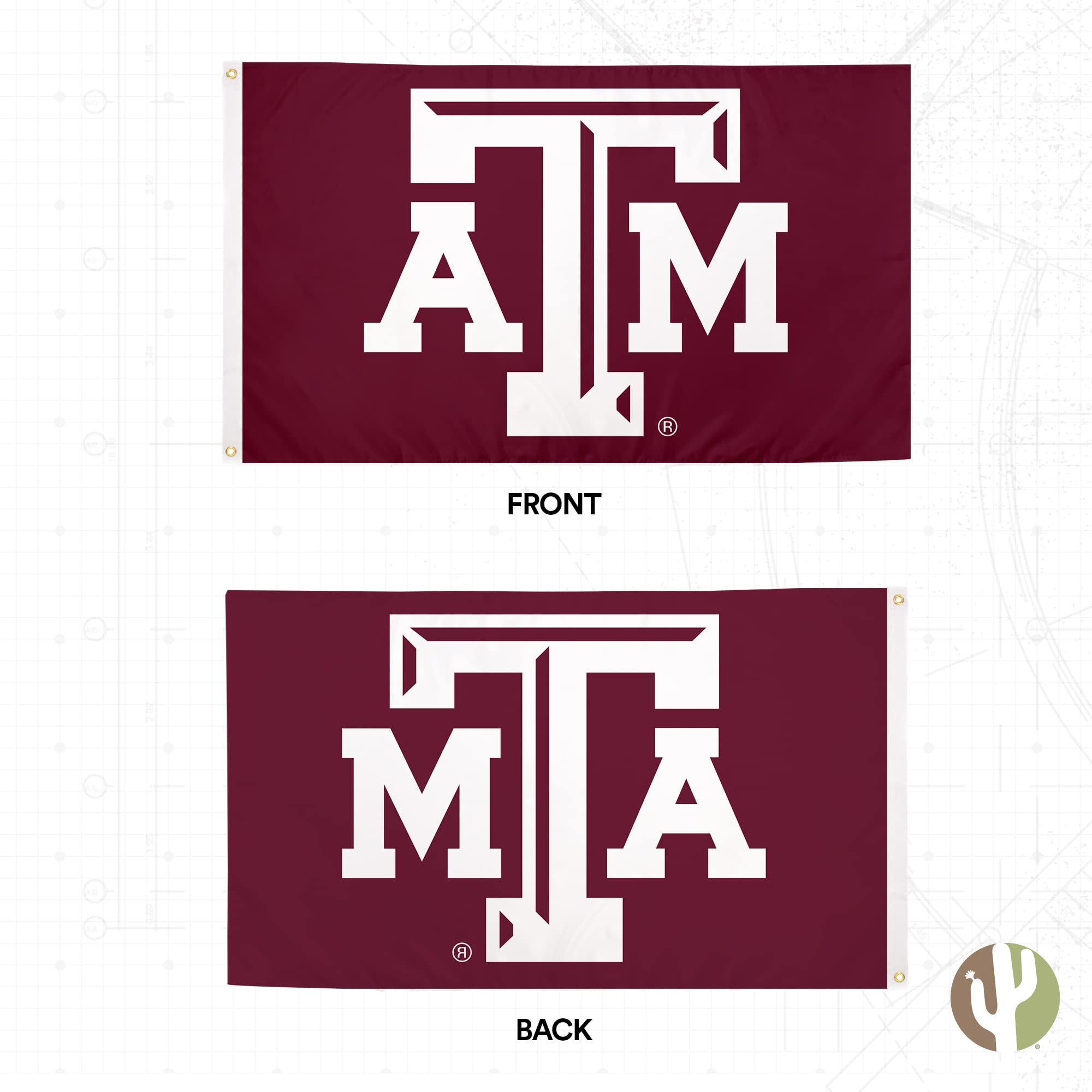 Desert Cactus Texas A&M University TAMU Flag - 3 x 5 Feet Aggies Banner, Indoor/Outdoor Durable Fabric, 100% Polyester Design (Style 1)