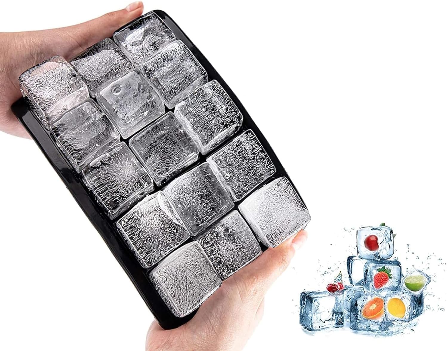 Orret Home 2 Adet Kare Buz Kalıbı, 15 Bölmeli Çok Amaçlı Buz Küpü Kalıbı, Kolay Serbest Bırakma Özelliği, Kahve ve Ev Yapımı İçecekler için İdeal Dondurucu Kalıpları (2 Adet)