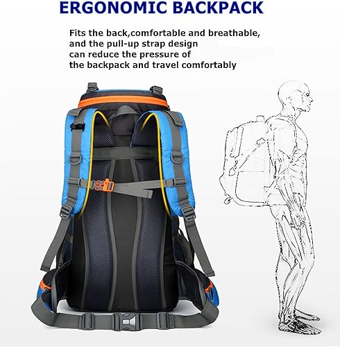 Miniatura 5 de Mochila de senderismo grande de 70 litros, mochila ligera para hombres y mujeres, al aire libre, gran capacidad, montañismo, impermeable, mochila,