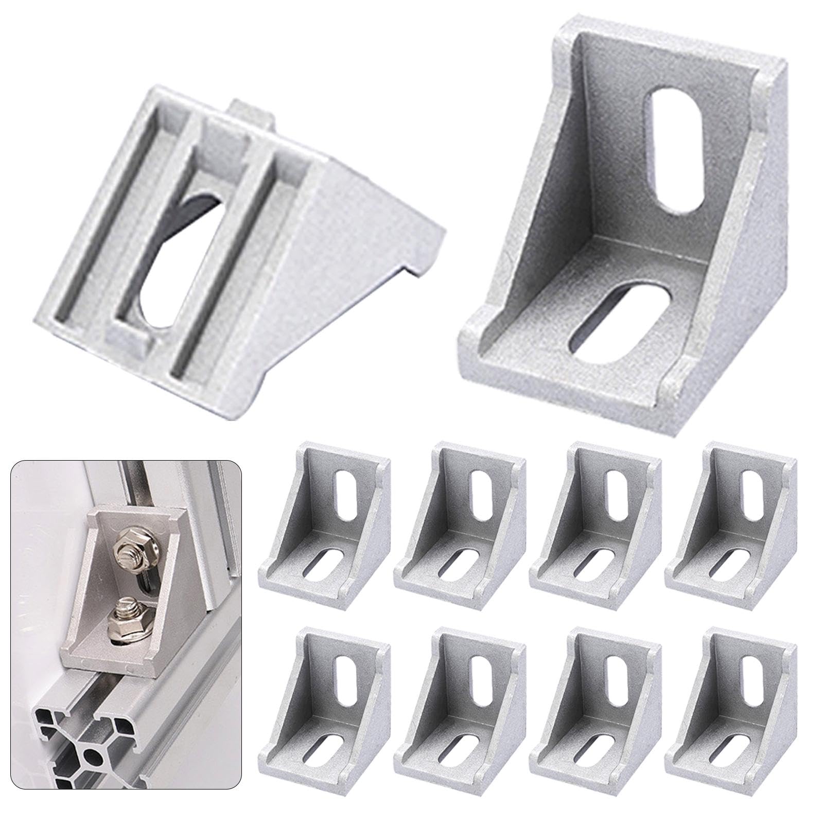8Pcs Aluminium Extrusion Inside Corner Bracket, 4040 Aluminum Angle Mounting Brackets, Corner Brace Connector Extrusion Profile L-Angle Brackets for Doors, Windows, Furniture