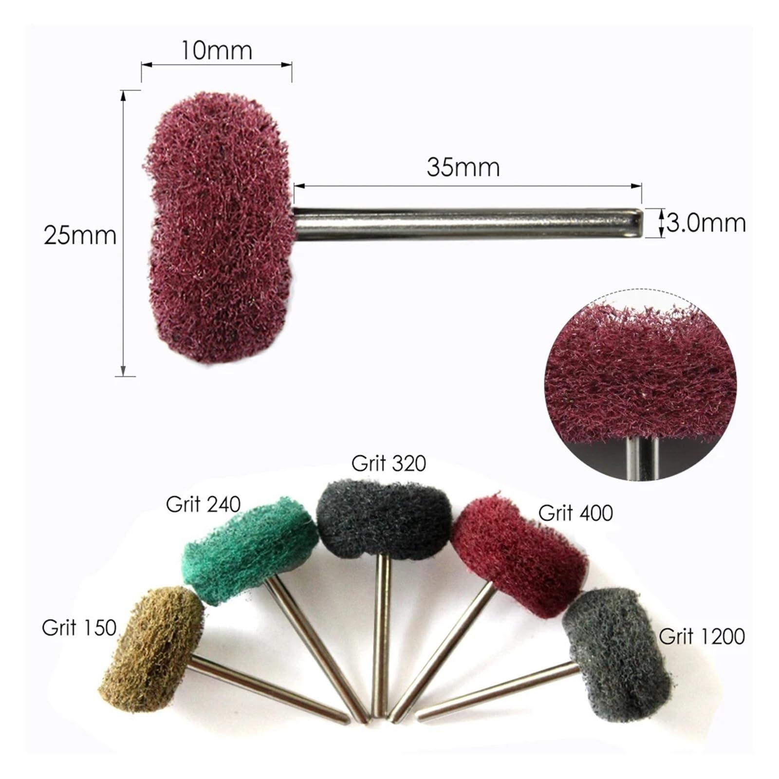 5 Pz 3mm Mandrino Rigido Abrasivo Nylon Tazza Spazzola Strumento Di - Foto 7