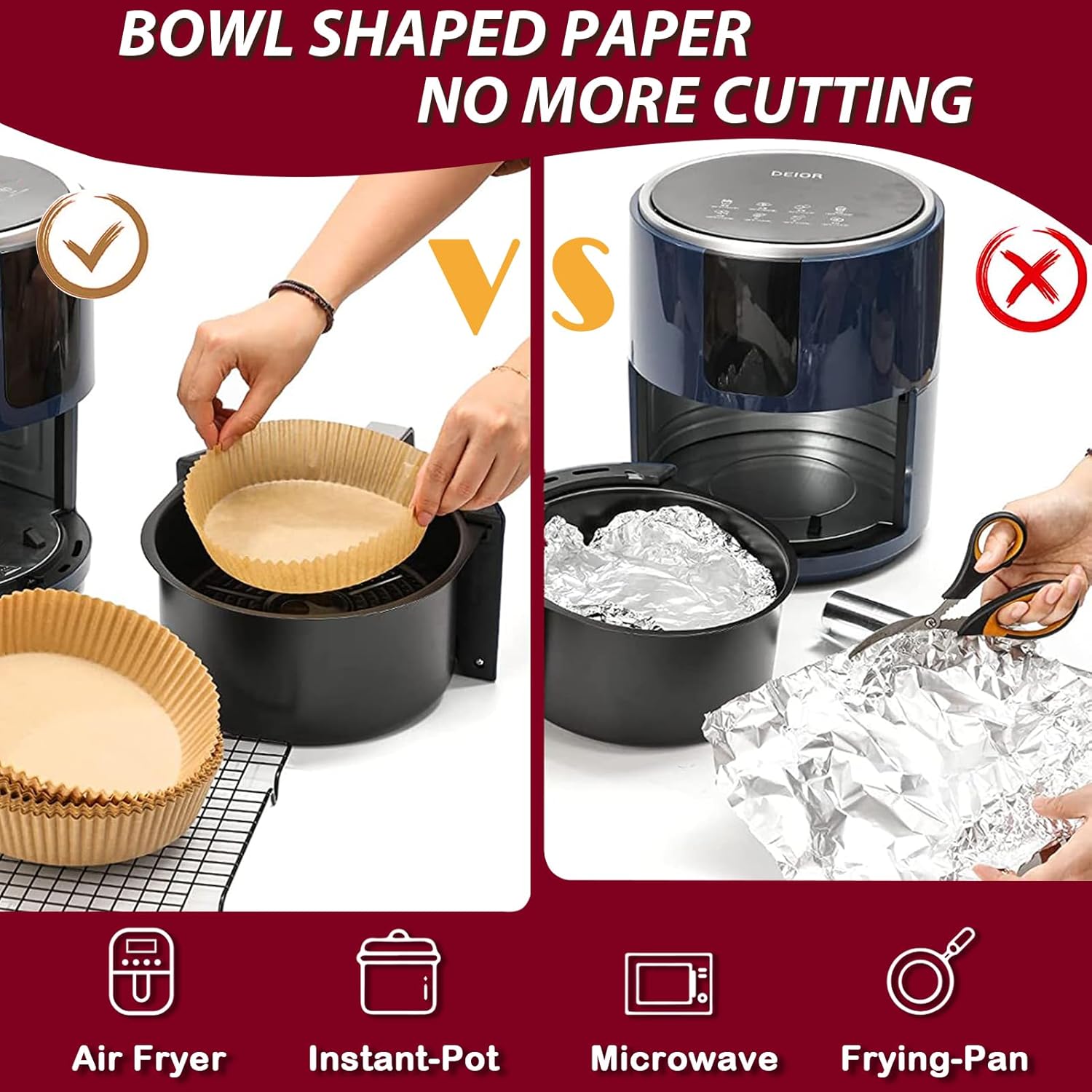 Air Fryer Liners for Ninja, 4qt Airfryer Liners Round for Ninja AF101/ AF150AMZ / AF161 Max XL Air Fryer, Air Fryer Paper Liners for 4-8QT Basket, Non-stick Air Fryer Parchment Paper Liners, 225PCS - Image 4