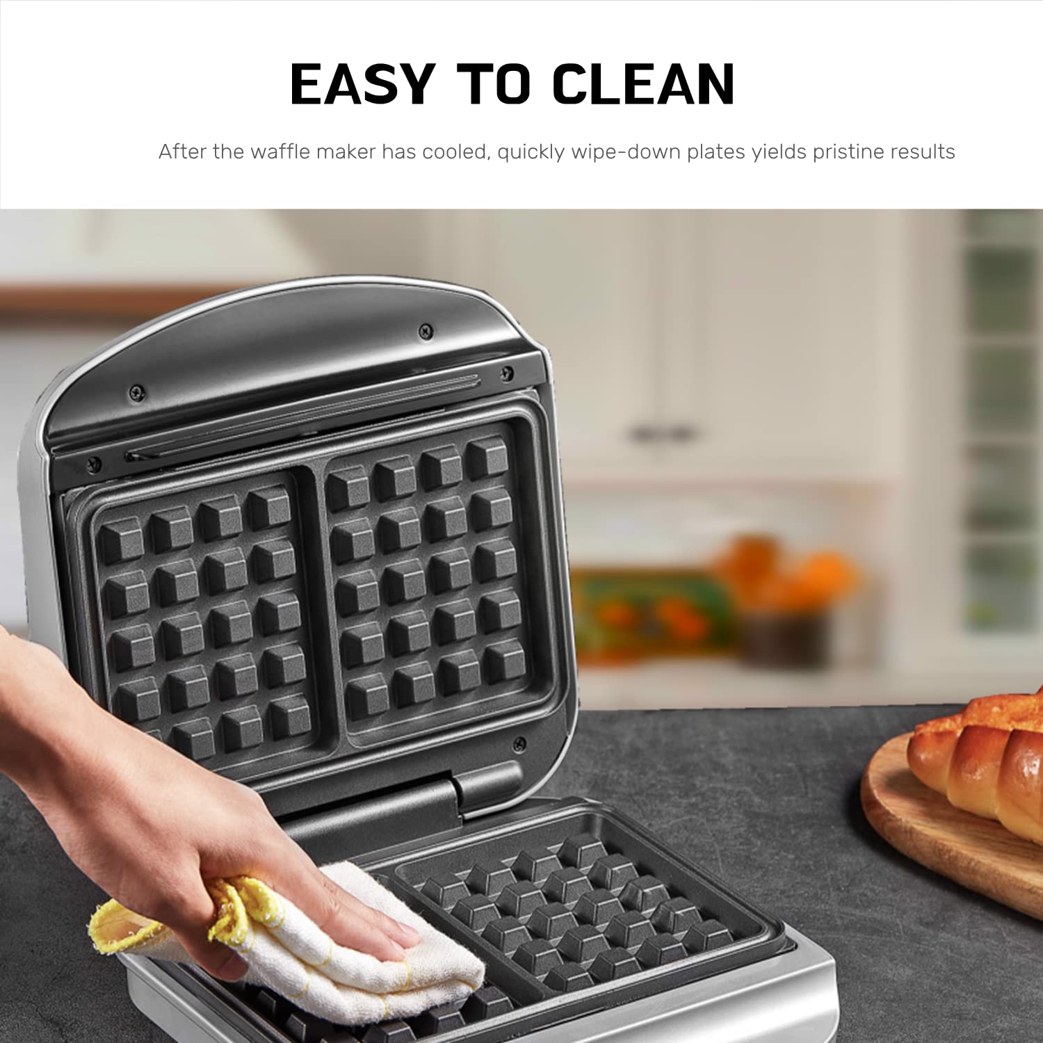 Waffle Maker Iron Machine, Deep Cooking Plates, Nonstick Coating, Browning Control, 1000W