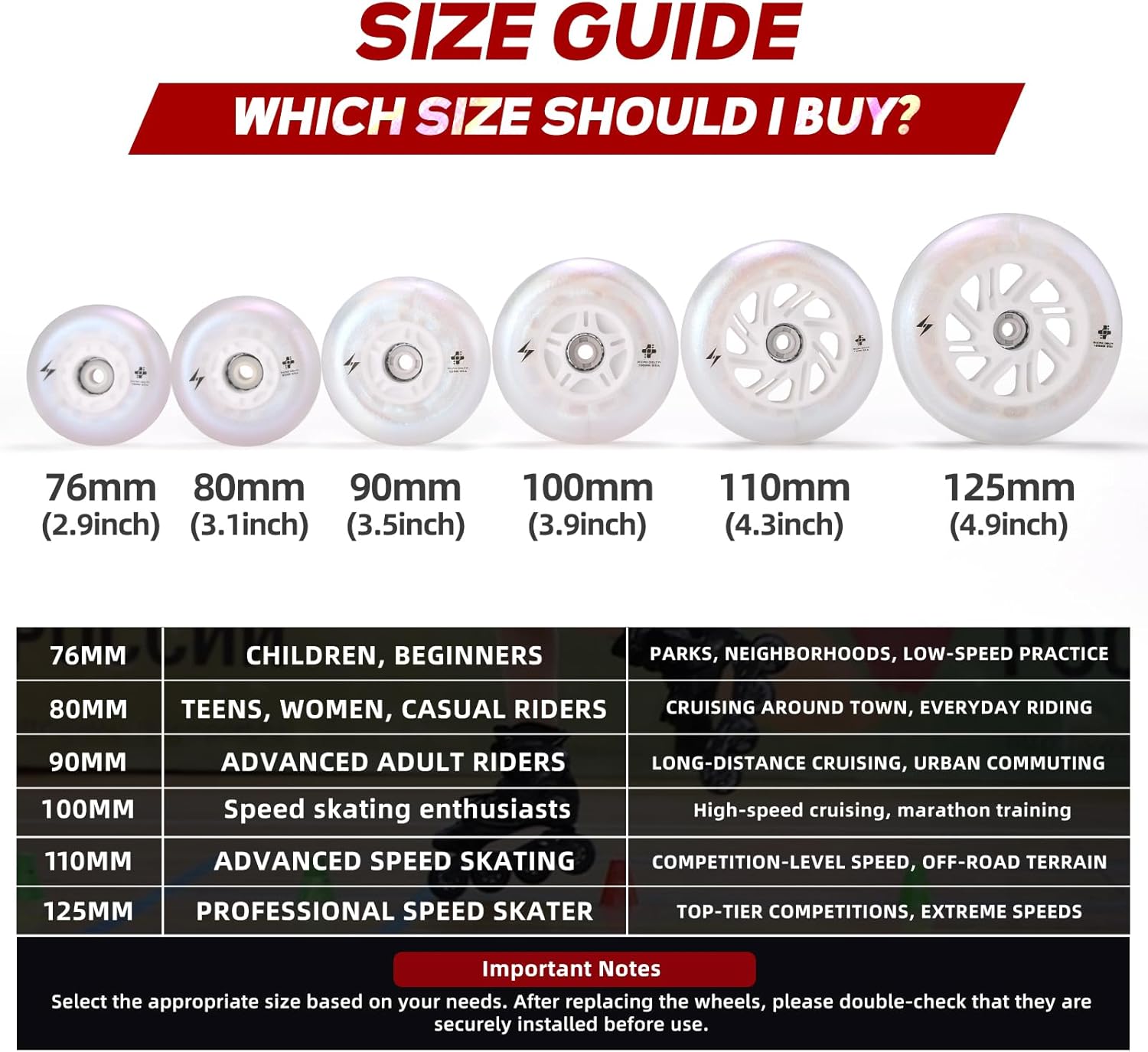 Light up Inline Skate Wheels & Roller Blade Wheels 76mm/80mm for Indoor & Outdoor use 90A Luminescence Roller Blade Wheels 4-Pack (PEARL, 90)