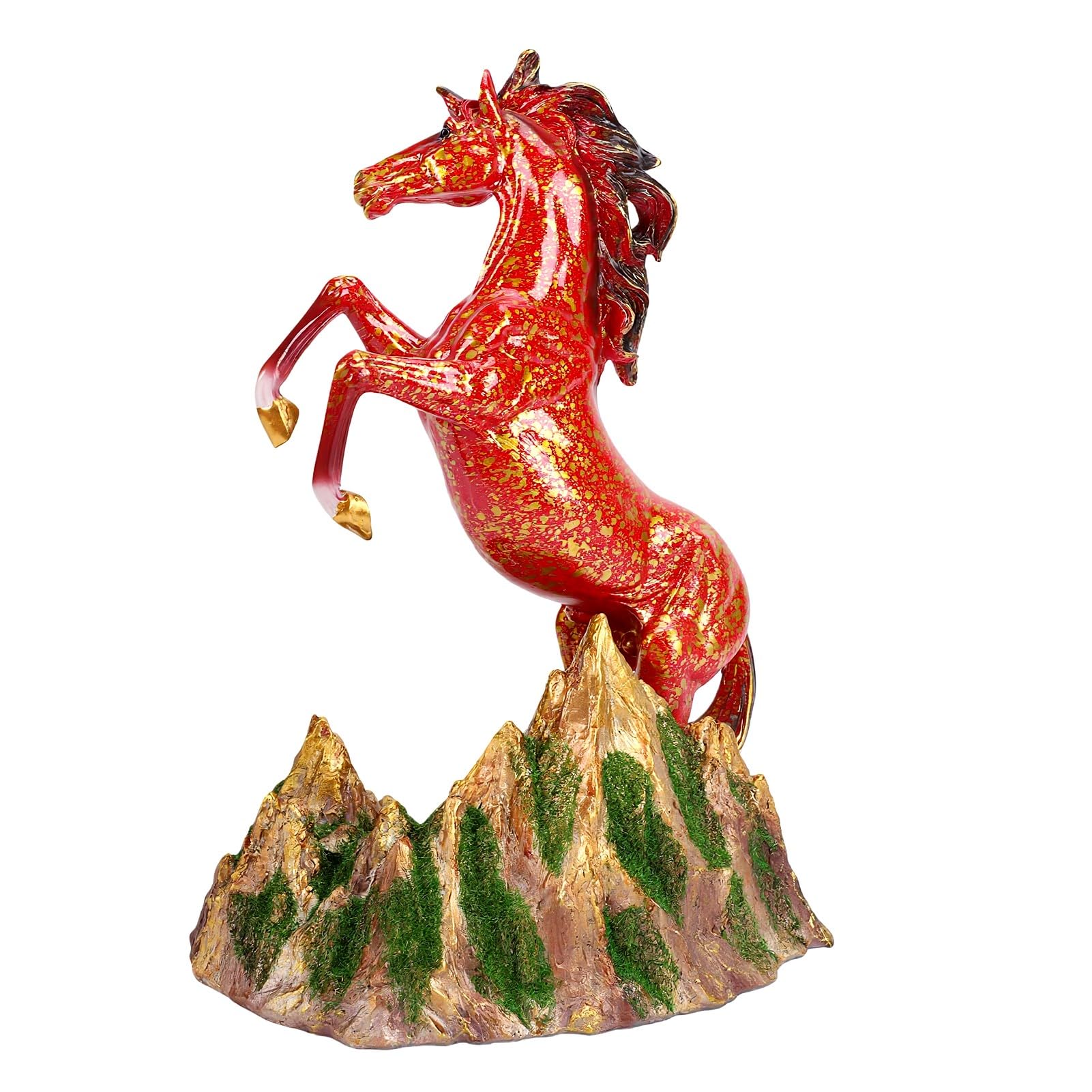 Eujgoov Resina Cavallo in Piedi Statua, 54.5oz (Rosso oro)