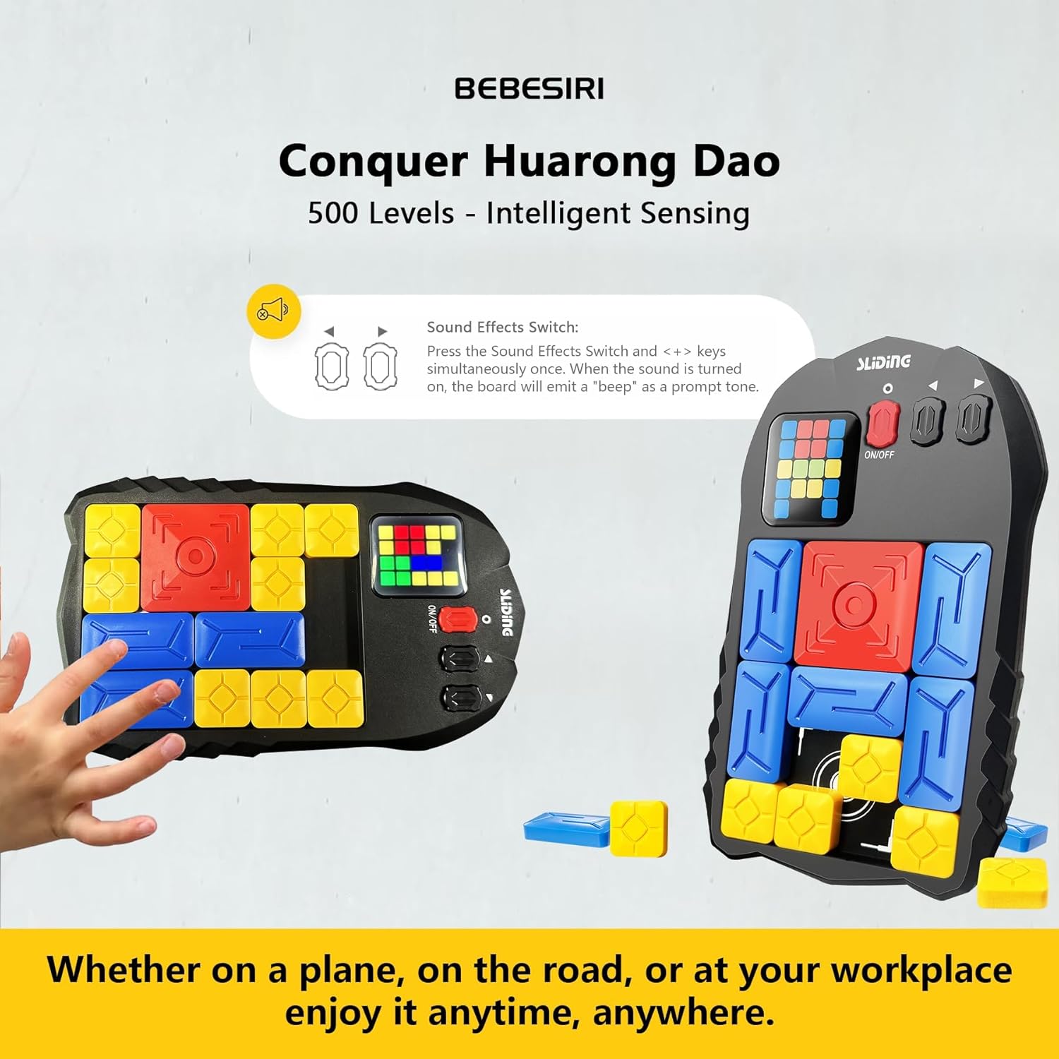Super Slide Puzzle Game with 500+ Levels - Electronic Brain Teaser Toy for All Ages (Includes Storage Bag)