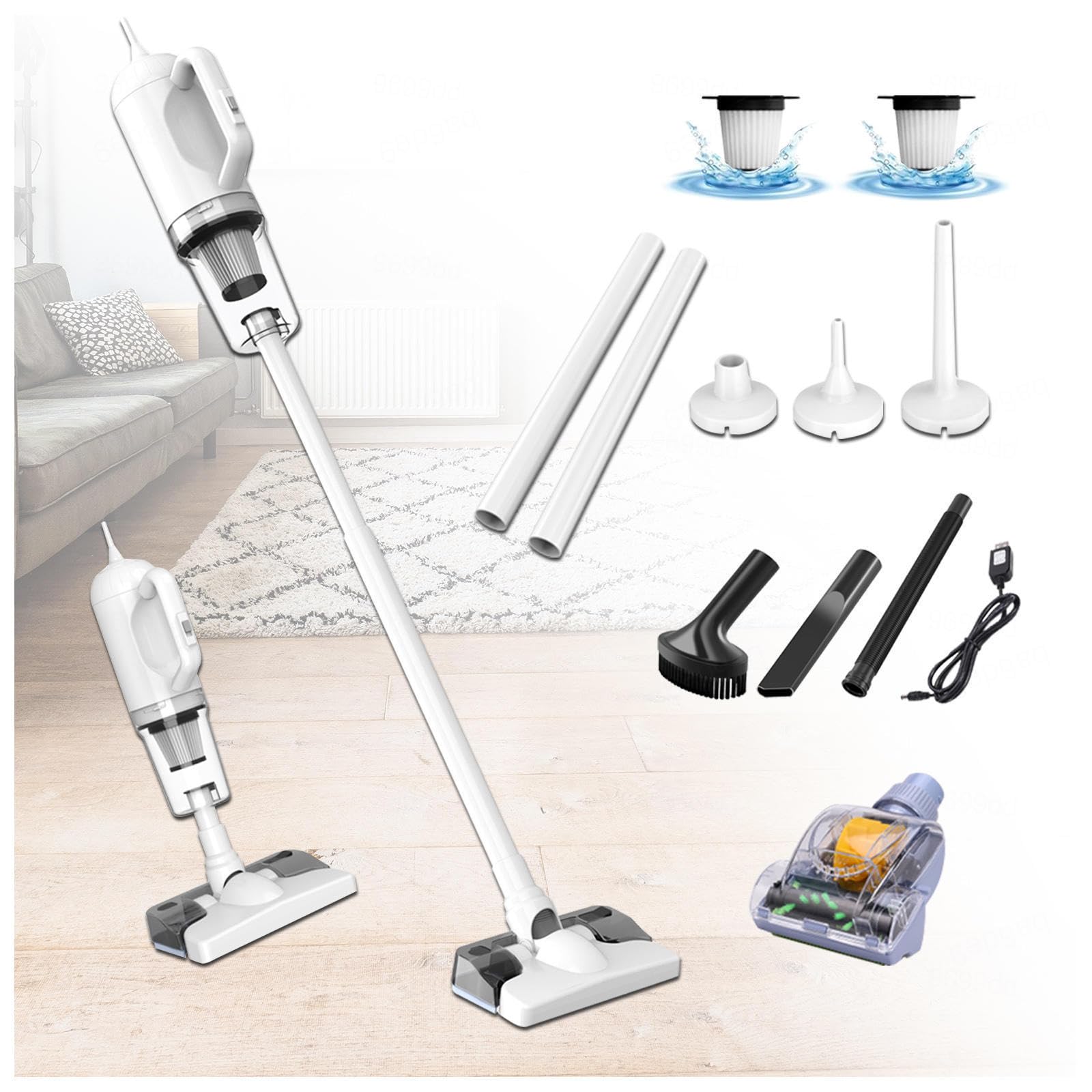 Balai Vapeur Sans Fil 5 en 1 Compact - Léger, 35Min Autonomie, Aspirateur Laveur Vapeur Pour Voiture, Maison, Bureaux, Poils D'animaux