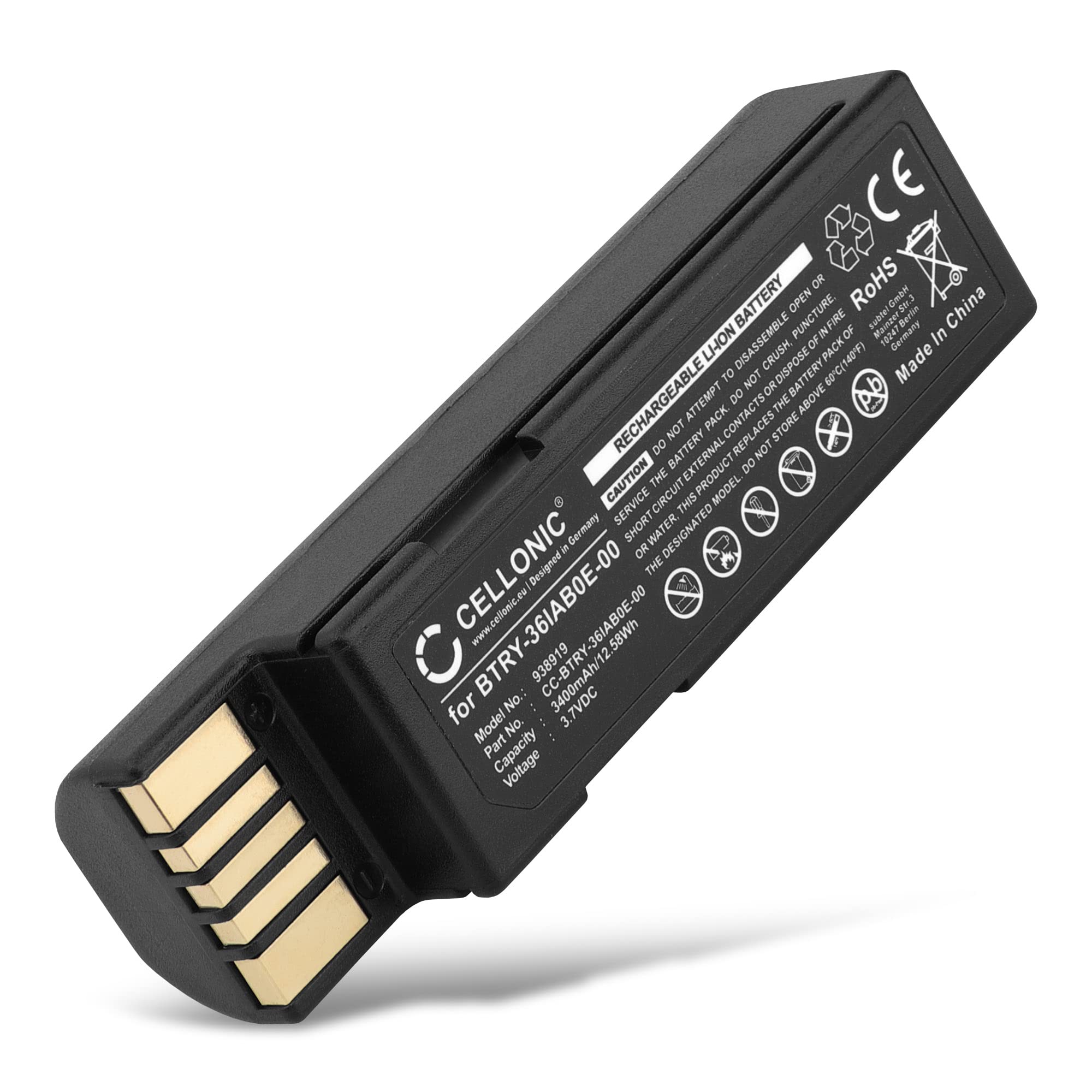CELLONIC 1x Akku für Barcode Scanner Kompatibel mit Zebra DS3678, LI3678, DS3600 - (3400mAh, 3.7V)