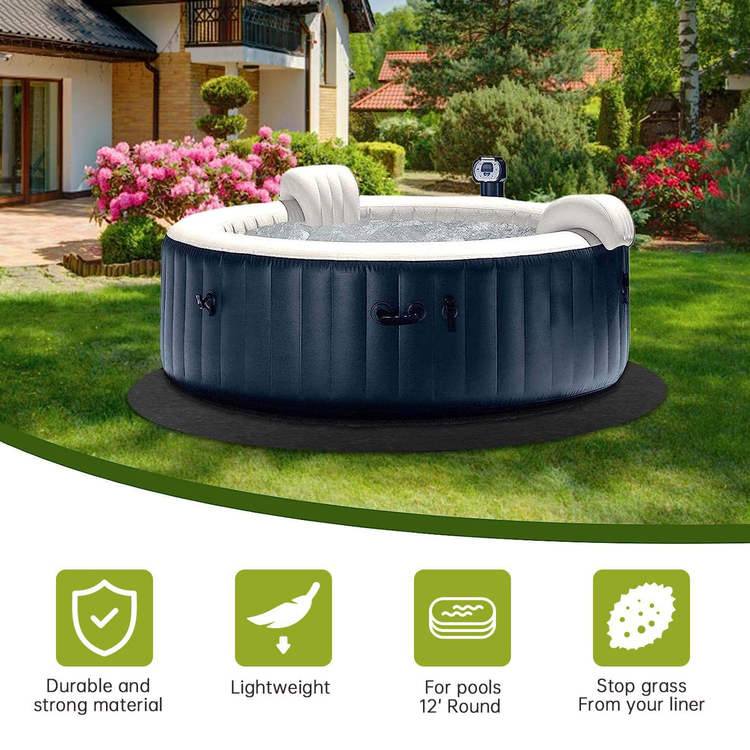 400CM Whirlpool Poolmatten Schutzboden, Pool Bodenmatte,Outdoor Poolunterlage Poolmatten Schutzboden,Tragbares Spa Pool Zubehör, Verhindert Löcher Und Verlängert Die Lebensdauer (abgerundet)