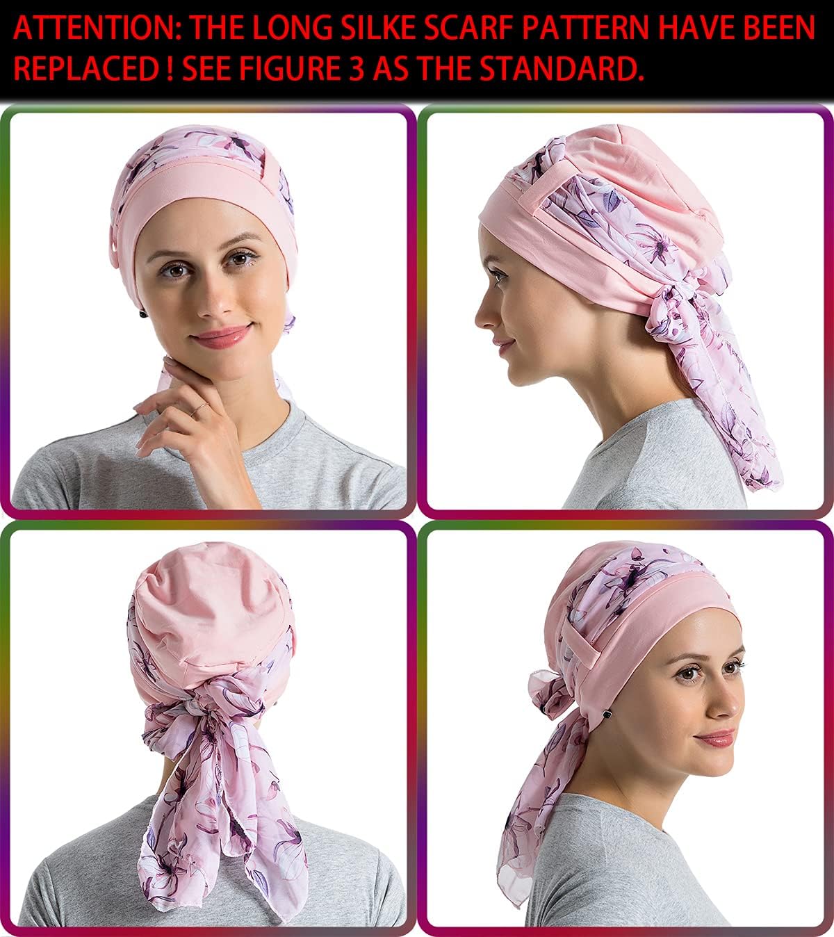 JarseHera Bamboo Cotton Liner Chemo Headwear for Women with Silky Scarfs for Cancer Hair Loss Sleep Caps Beanie - Image 5