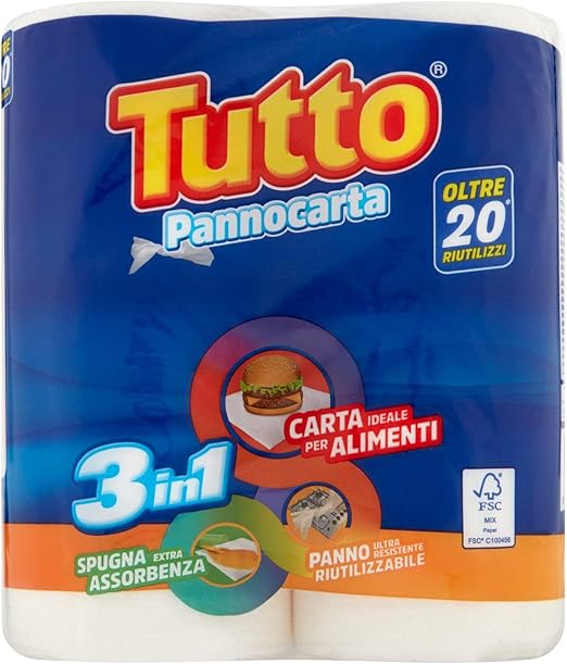 Tutto Pannocarta 3 In 1 - 20 Rotoli Carta Multiuso Lavabile E Riutilizzabile Made In Italy - Foto 7