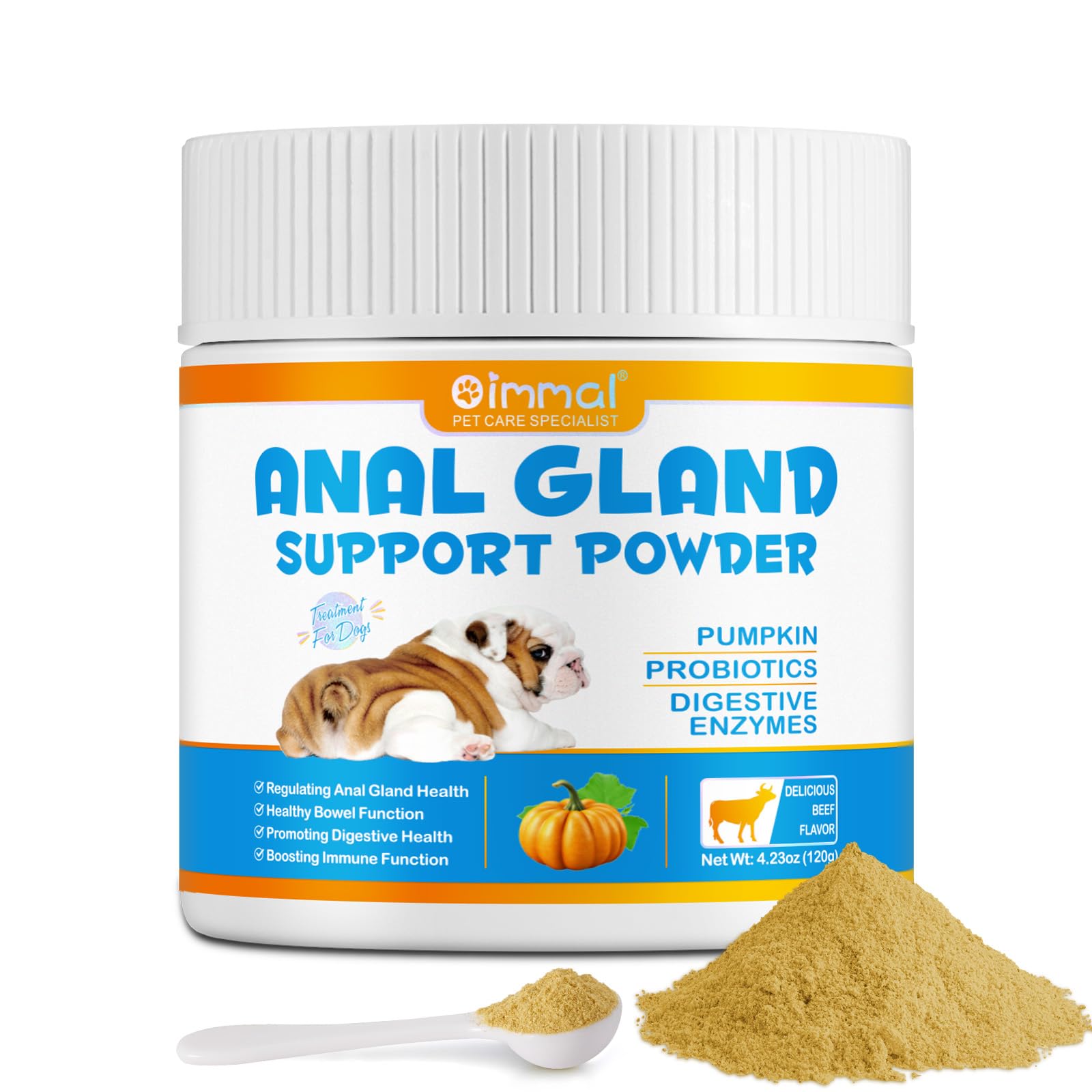 Dog Anal Gland Support Powder 120g, Anal Gland Sac Fiber Supplement Powder, Rich In Cucumber, Probiotics And Enzymes, Supporting Holistic Wellbeing