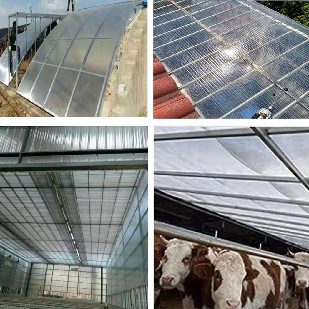 Polycarbonat-Gewächshaus-Dachfolie 1.50mm Transparent – Regenfest & Winddicht | Glasfaser-Isolierplatte | Einfach Zu Schneiden & Montieren(120cmx800cm(3.9x26ft))