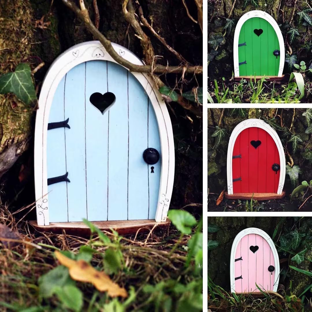 Baby Blue Streak Mini Fairy Garden Door for Tree 3D Miniature Fairy Door for Fairytale Tiny House Doors Bonsai Terrarium Micro Landscape Decoration Accessories Garden Miniatures - Image 2