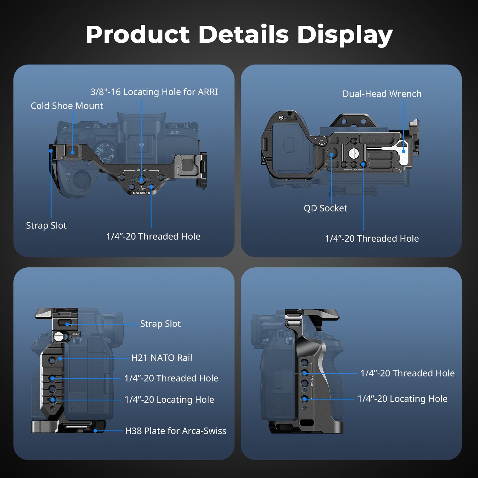 SMALLRIG A7 IV / A7S III Cage con Top Handle, Side Handle y HDMI Cable Clamp, Kit Avanzado para Sony Alpha 7 IV/Alpha 7 S III -3669D