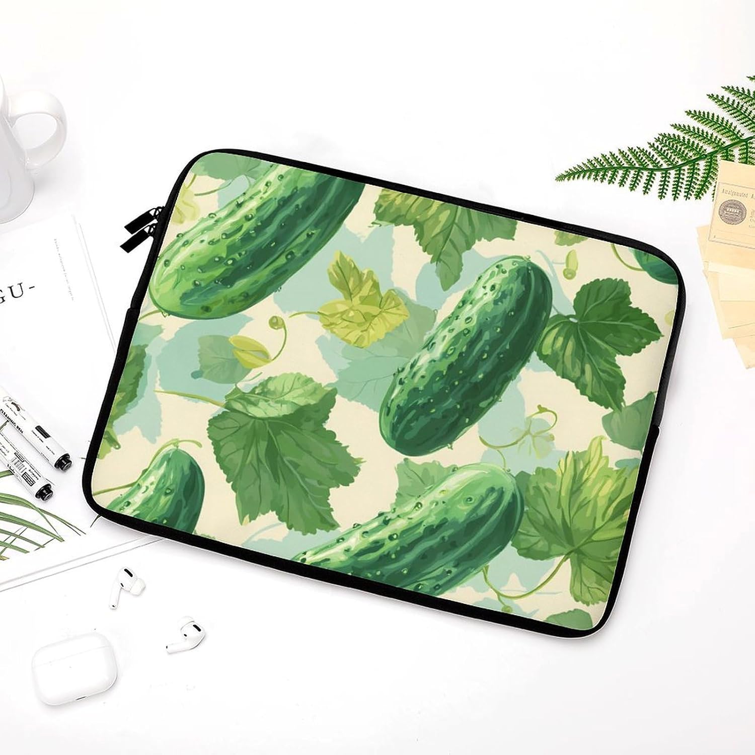 Cucumber Pickles Leaves Laptop Case Sleeve Computer Tablet Bag 12inch image 5