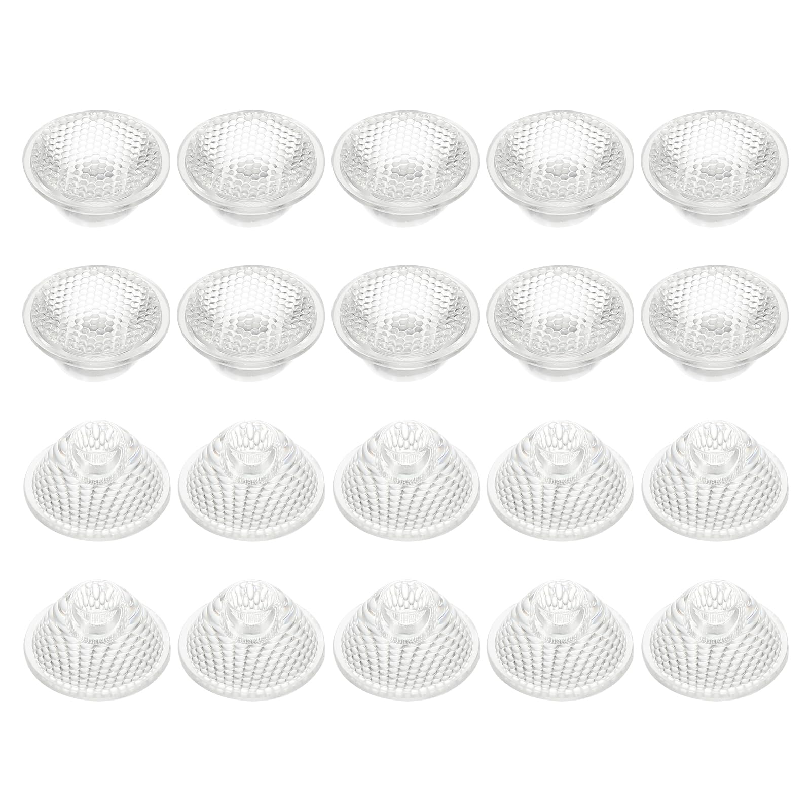 PATIKIL 25 Degree 20mm High Power LED Lens, 20 Pcs LED Reflector Collimator Acrylic Optical PMMA Bead Surface Lenses Focusing LED Lens for 1W LED Light Lamp Bulb Spotlight Panel, Clear