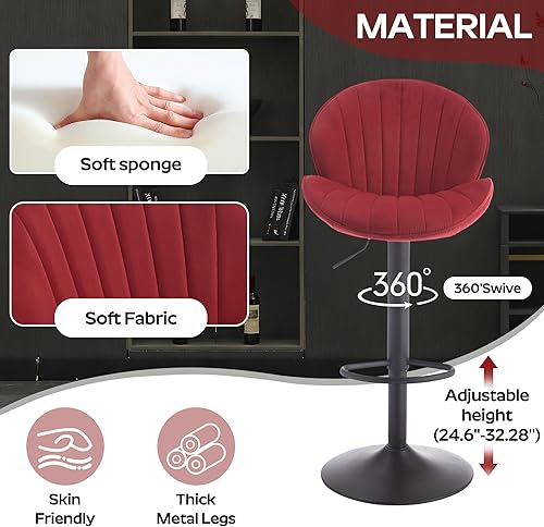 Miniatura 6 de Moderno juego de mesa redonda de bar para 2, mesa de bar de cristal de 37.4 pulgadas con taburetes de bar ajustables, juego de mesa de comedor