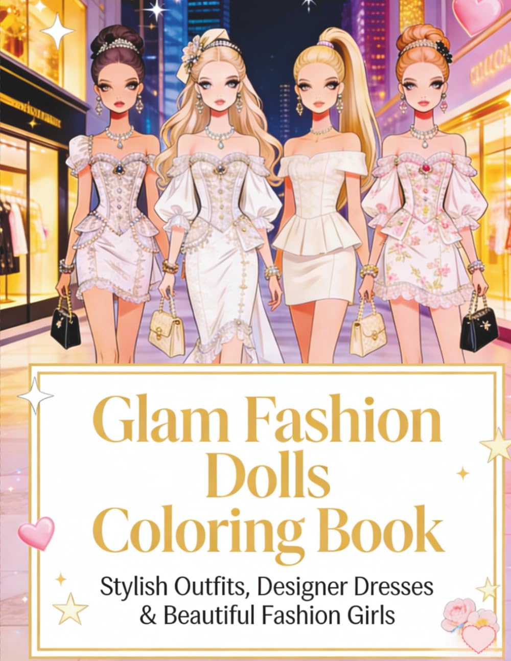 Glam Fashion Dolls Coloring Book: Stylish Outfits, Designer Dresses & Beautiful Fashion Girls