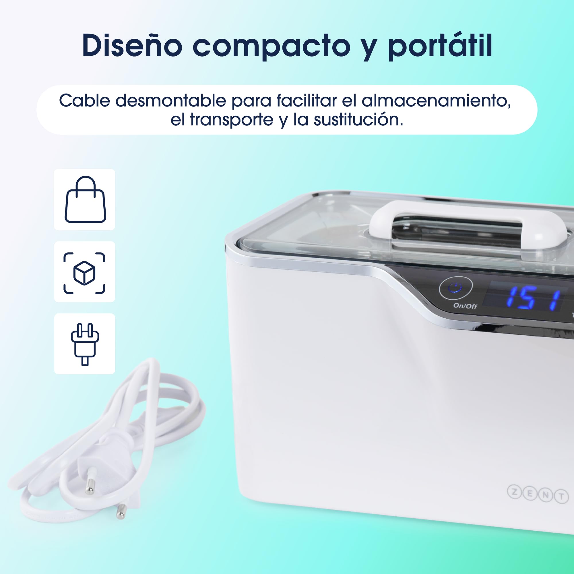 ZENT DeepClean+ Limpiador Ultrasonidos 42 kHz 600 ml 161 x 50 mm | Ultrasonidos Limpieza de Gafas, Férula Dental, Joyería y Relojes, 5 Programas - Tecnología UltraWave & CoolGuard