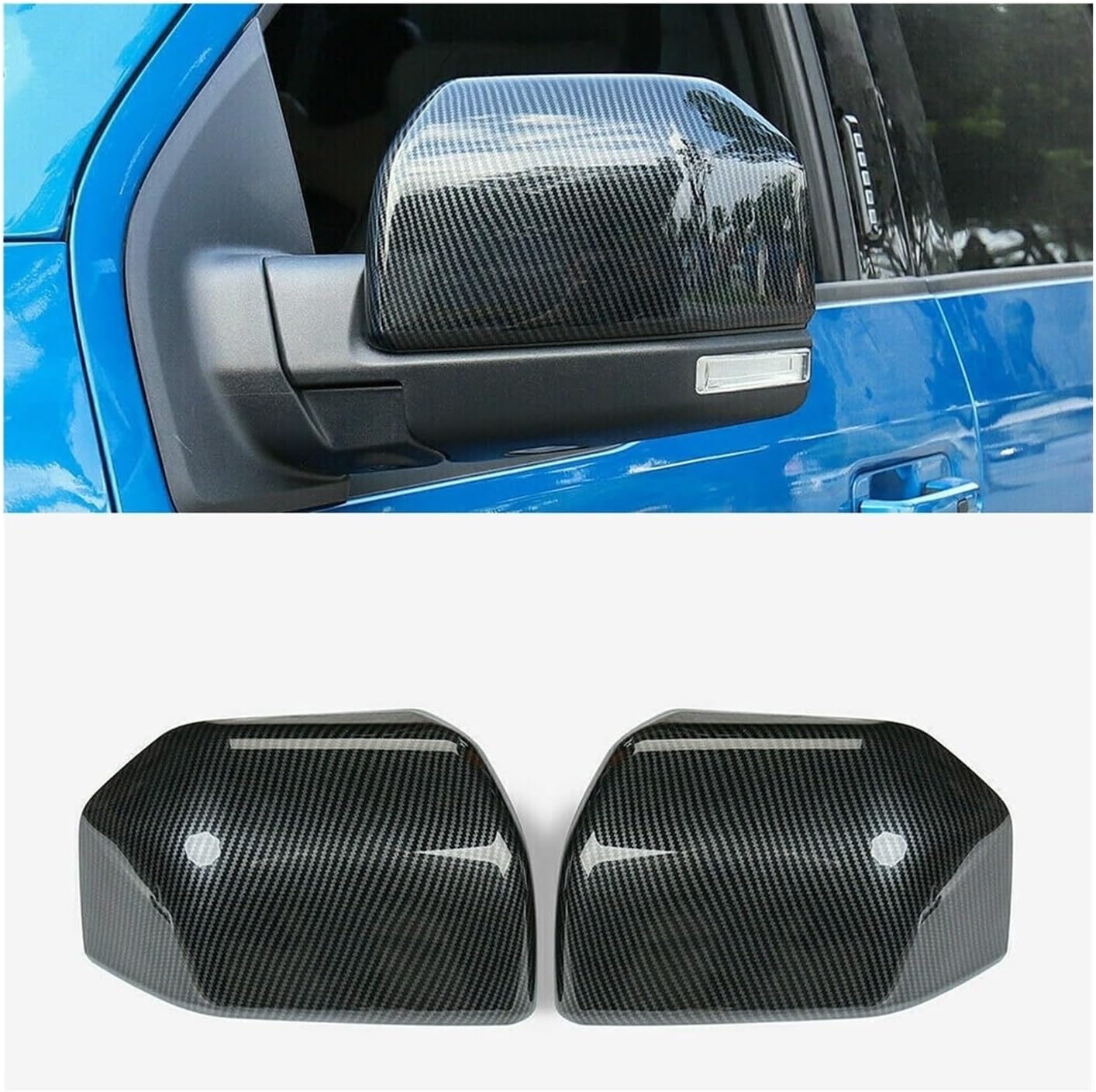 Kiyah Compatible for Raptor F150 2015-2020 Rearview Side Mirror Cover Wing Cap Exterior Door Rear View Case Trim Carbon Fiber Black Silver (Color : Gloss Black)