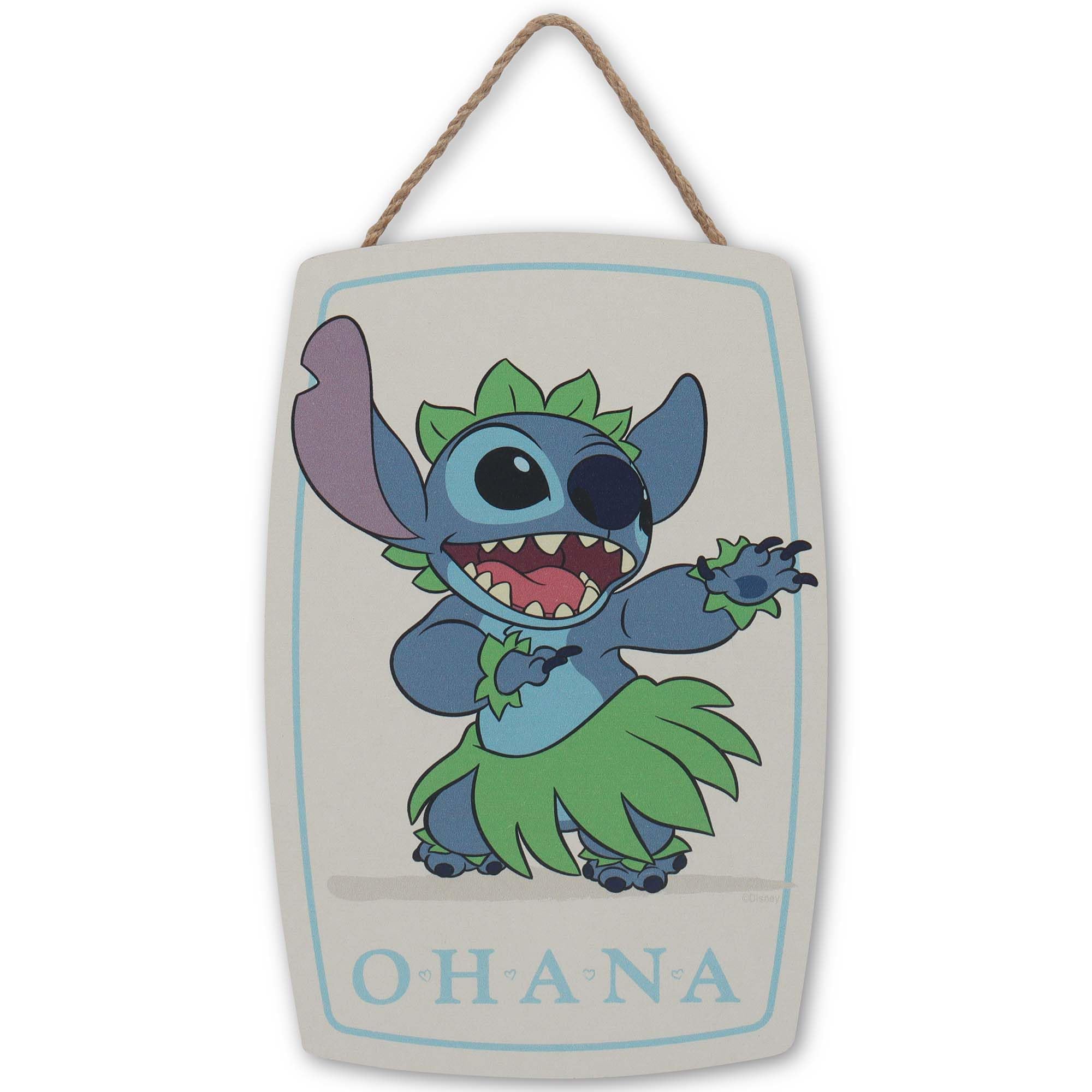 Disney Lilo and Stitch Hula Dancing Ohana Hanging Wood Wall Decor - Cute Stitch Sign for Home Decorating