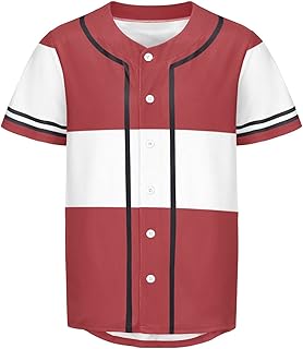 Vnurnrn Latvia Flag Mens Baseball Button Down Jersey Hipster Hip Hop T Shirts