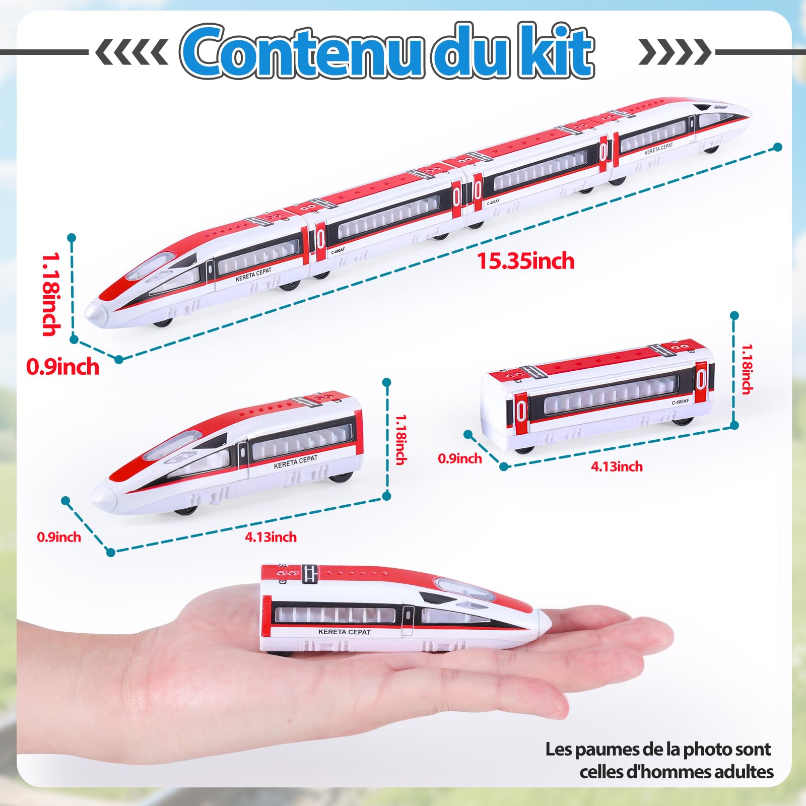 VBACALA Tren de Juguete Magnético para Niños, 4 Piezas con Locomotoras y Vagones, Juego Educativo con Función de Retroceso, Regalo Ideal para Pequeños Conductores para Niños +3 Años