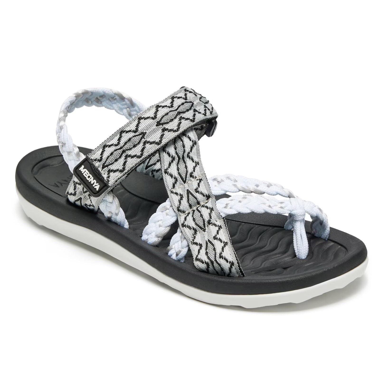 Hiking Sandals for Womens, Comfortable Walking Flip Flop Sandals with Arch Support, Athletic Sandals with Hook and Loop Straps for Beach Vacation Adventure