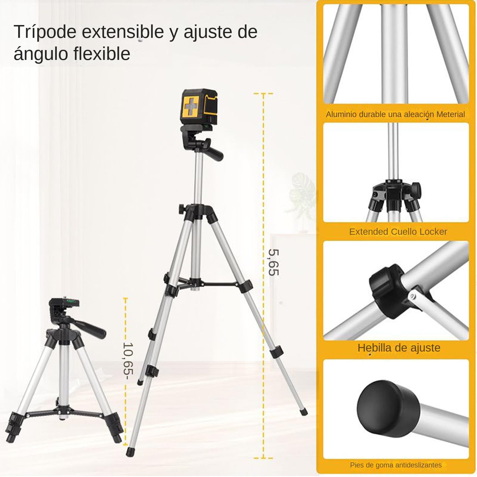 Nivel Láser Cruzado con Trípode Trípode de Altura Regulable para Línea | Kit de Alineación para Instalación de Muebles Ventanas Suelos Paredes Áreas Exteriores