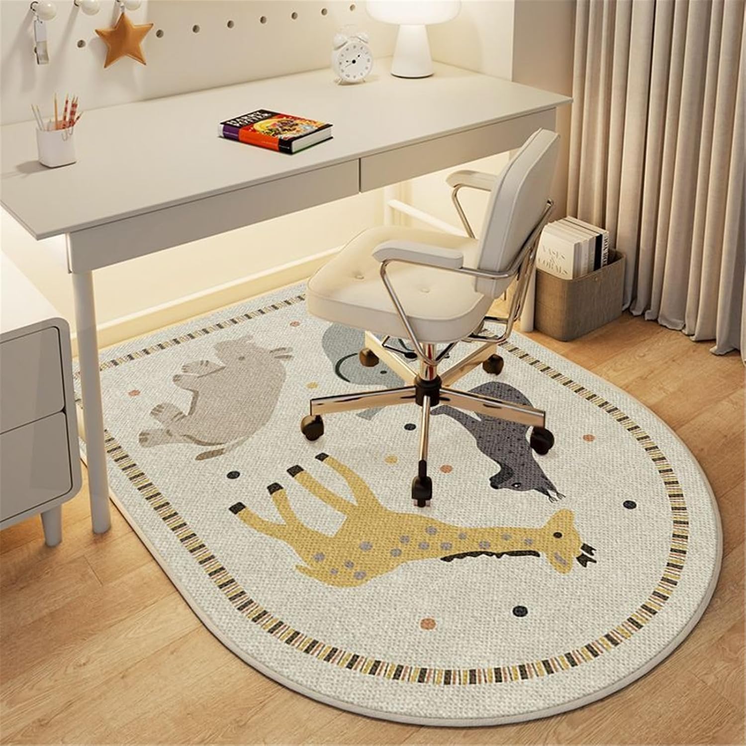 SSDDLZEQ Premium durable range Modern Cartoon-themed Computer Gaming Chair Cushion, Designed Specifically For Wooden Floors(Zoo,100x160cm)
