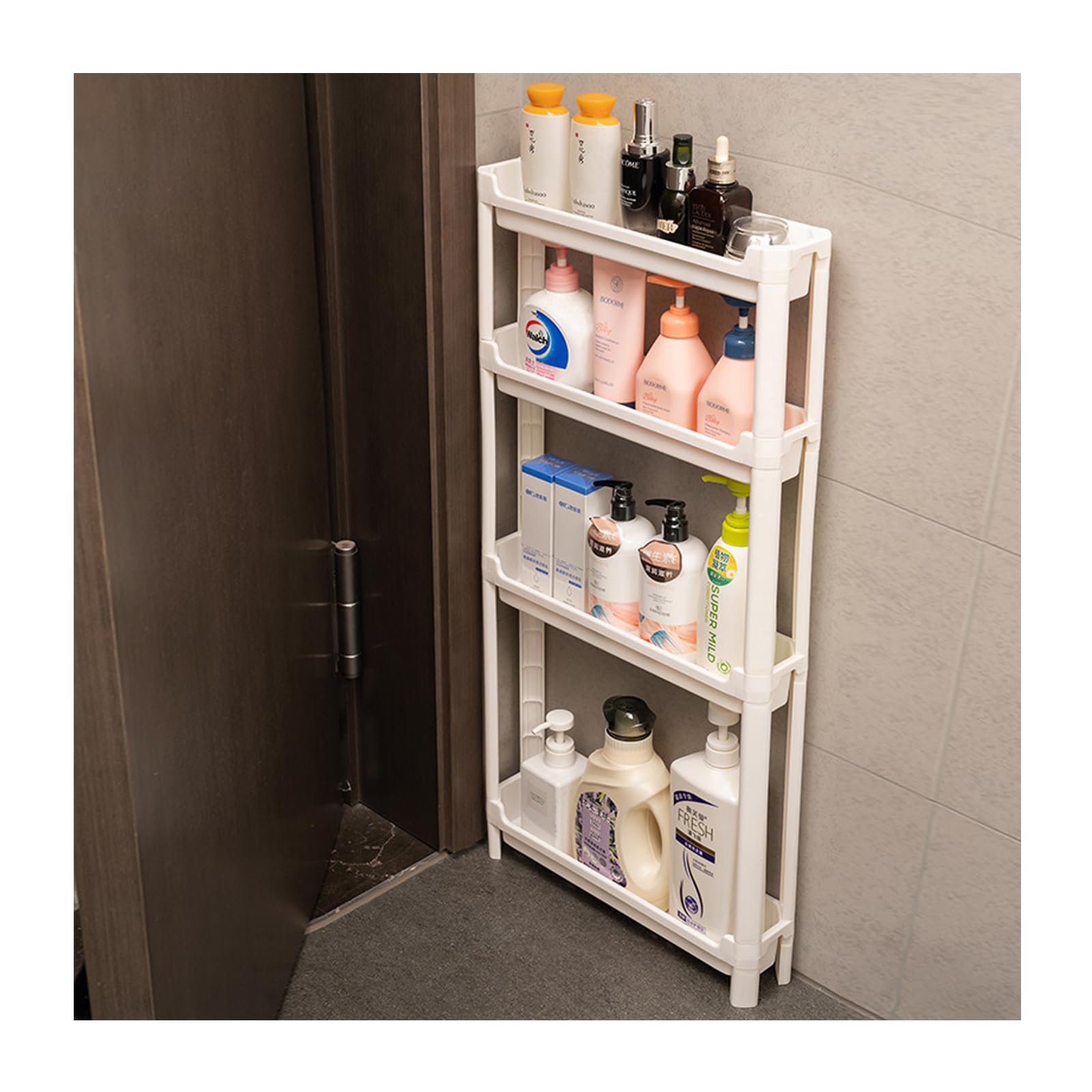Carrello portaoggetti da bagno a 3/4 ripiani con ripiani estraibili per organizzare la cucina, carrello multiuso per spazi ristretti e portaoggetti da bagno
