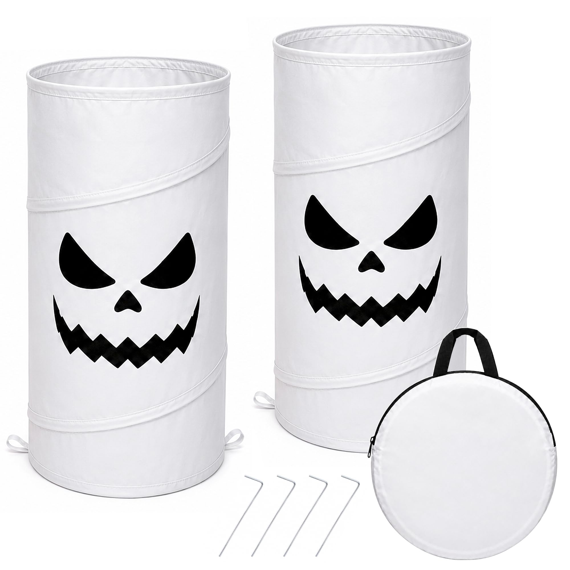 2 Pcs Halloween Pop Up Ghost Candy Buckets, Trick or Treat Candy Barrel