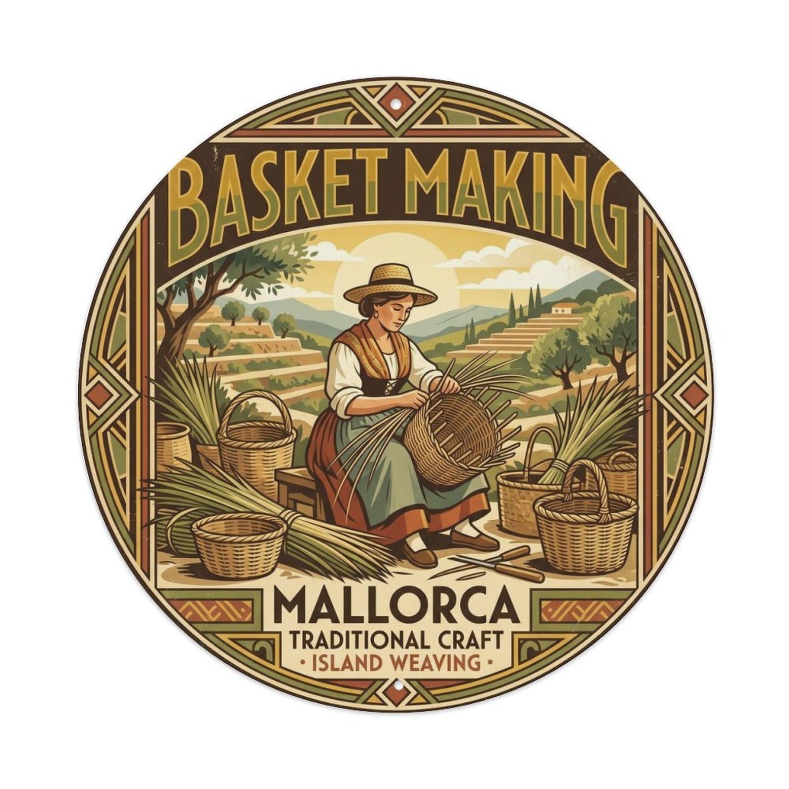 Mallorca Basket Making Artisan Workshop Handmade Craft Metal Tin Sign