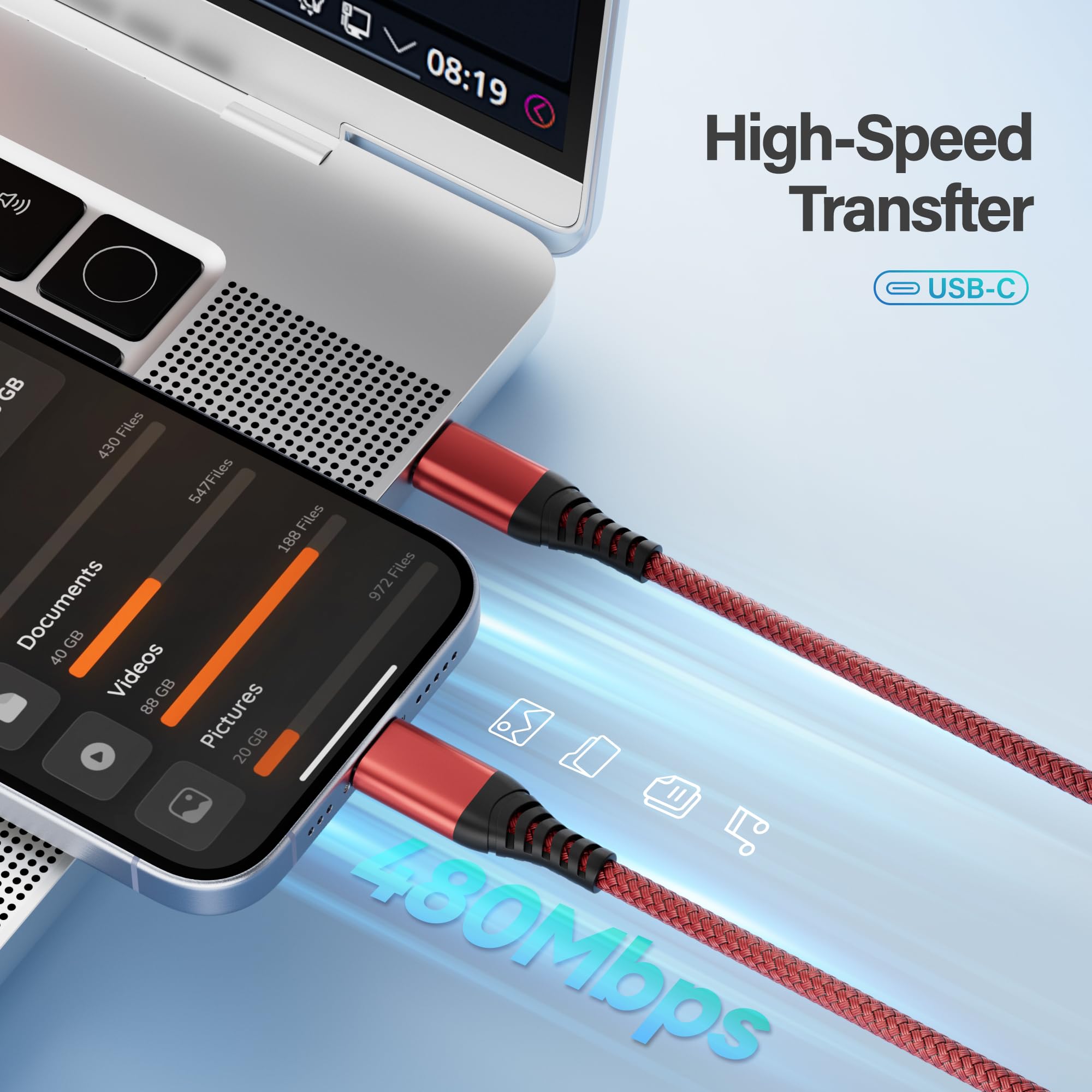USB C to USB C Cable 3Pack 1M,USB C Charger Cable 60W PD Type C Charger Fast Charging Compatible with iPhone 17/16/15 Pro Max Plus,iPad Pro/Air/Mini Samsung Galaxy and More — view 4
